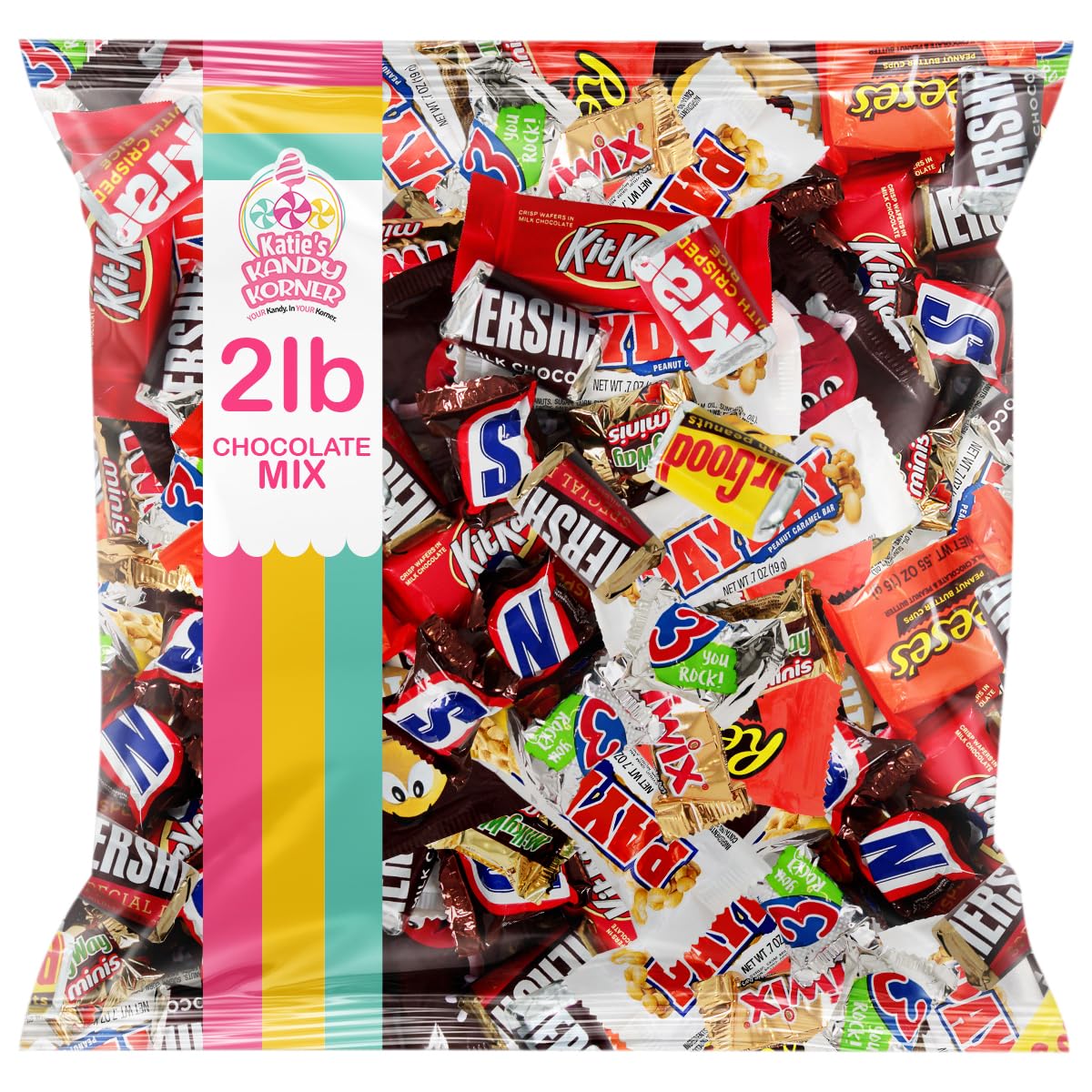 Assorted Chocolate Candy Mix - Individually Wrapped Chocolates - 2lb Bulk Variety Pack for Snacking, Sharing, and Gifting - Ideal for Home, Office, and Events