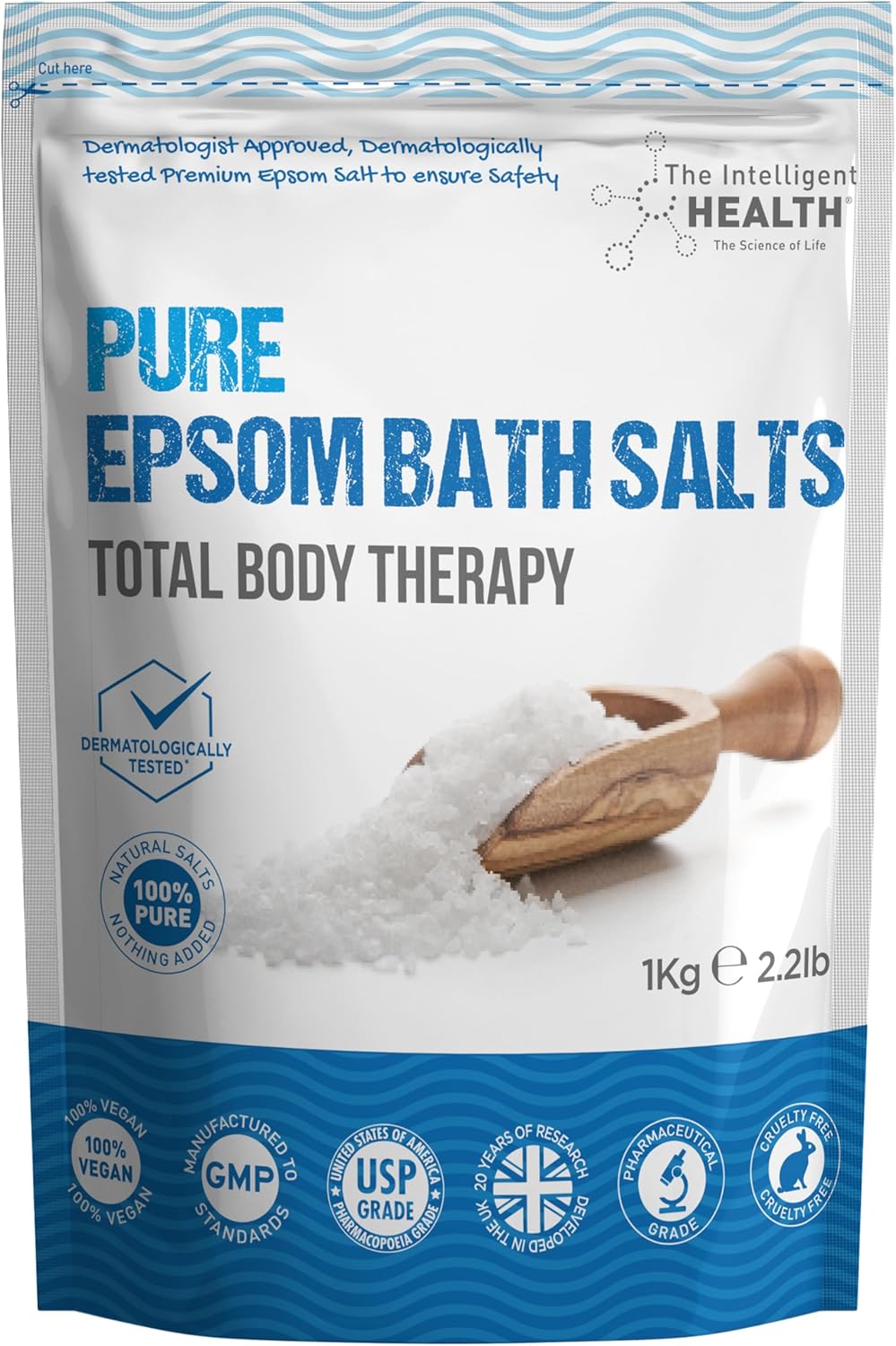 The Intelligent Health Pure Epsom Salts Magnesium Sulphate Bath Salt (1 kg (Pack of 1))