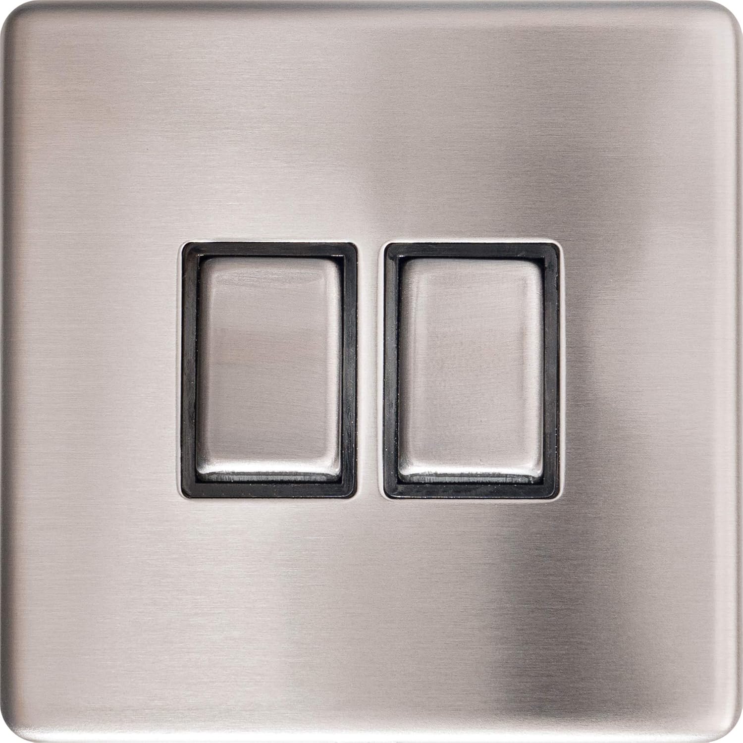 EAGLE 2 Gang 2 Way 10A Light Switch Screwless Plate with Brushed Chrome Finish