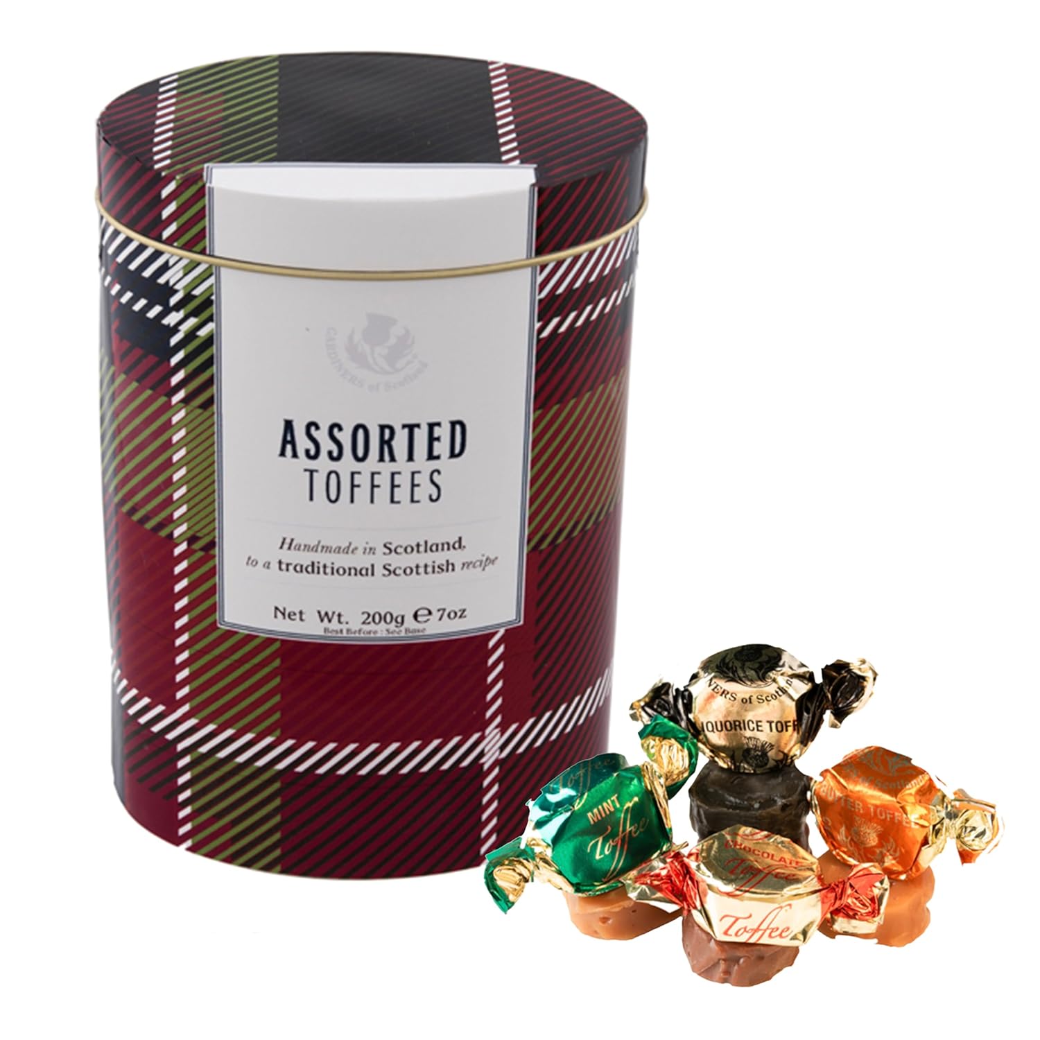 Gardiners of Scotland Handmade Fudge 200g Tin, Tartan Assorted Toffees