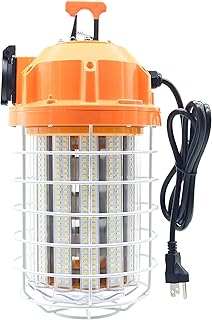 100W LED Temporary Work Light Fixture 13,500 Lumen Daylight White 5000K, IP64 Dust & Waterproof, Stainless Steel Protective Cover for High Bay Construction Jobsite Workshop