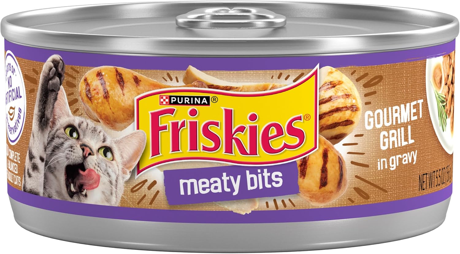 Purina Friskies Wet Cat Food, Meaty Bits Gourmet Grill in Gravy - (Pack of 24) 5.5 oz. Cans
