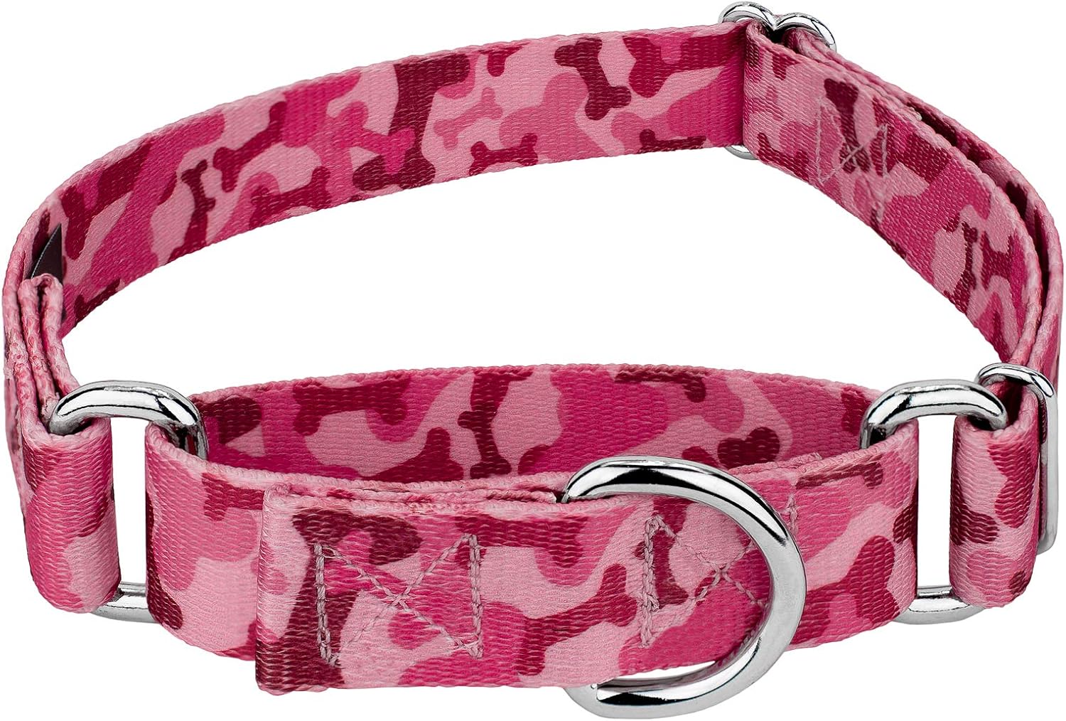 Country Brook Petz - Pink Bone Camo Martingale Dog Collar - Camouflage Collection Featuring Rugged Designs (1 Inch, Large)