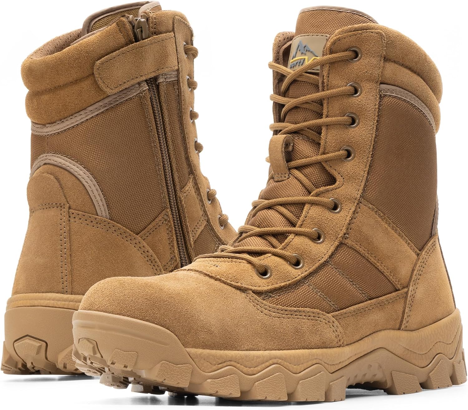 NORTIV 8 Men's Tactical Military Work Boots Side Zipper Outdoor Motorcycle Combat Boots 8 Inches 2.0 Trooper-pro