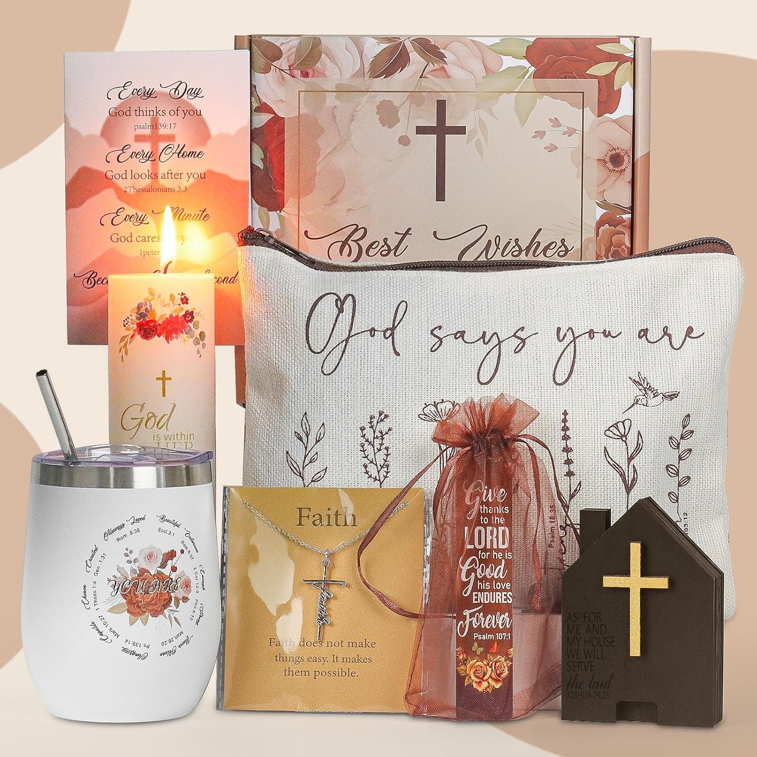 TBRFP Christian Gifts for Women,Stainless Steel Mug Gift with Bookmark,Religious Gift for Mother,Wife,Teacher,Sister,Friend - Jesus Gifts Baskets