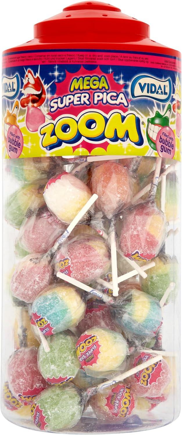 Vidal Mega Zoom Sour Lollies 1.5 kg (Pack of 1, Total 50 Pieces)