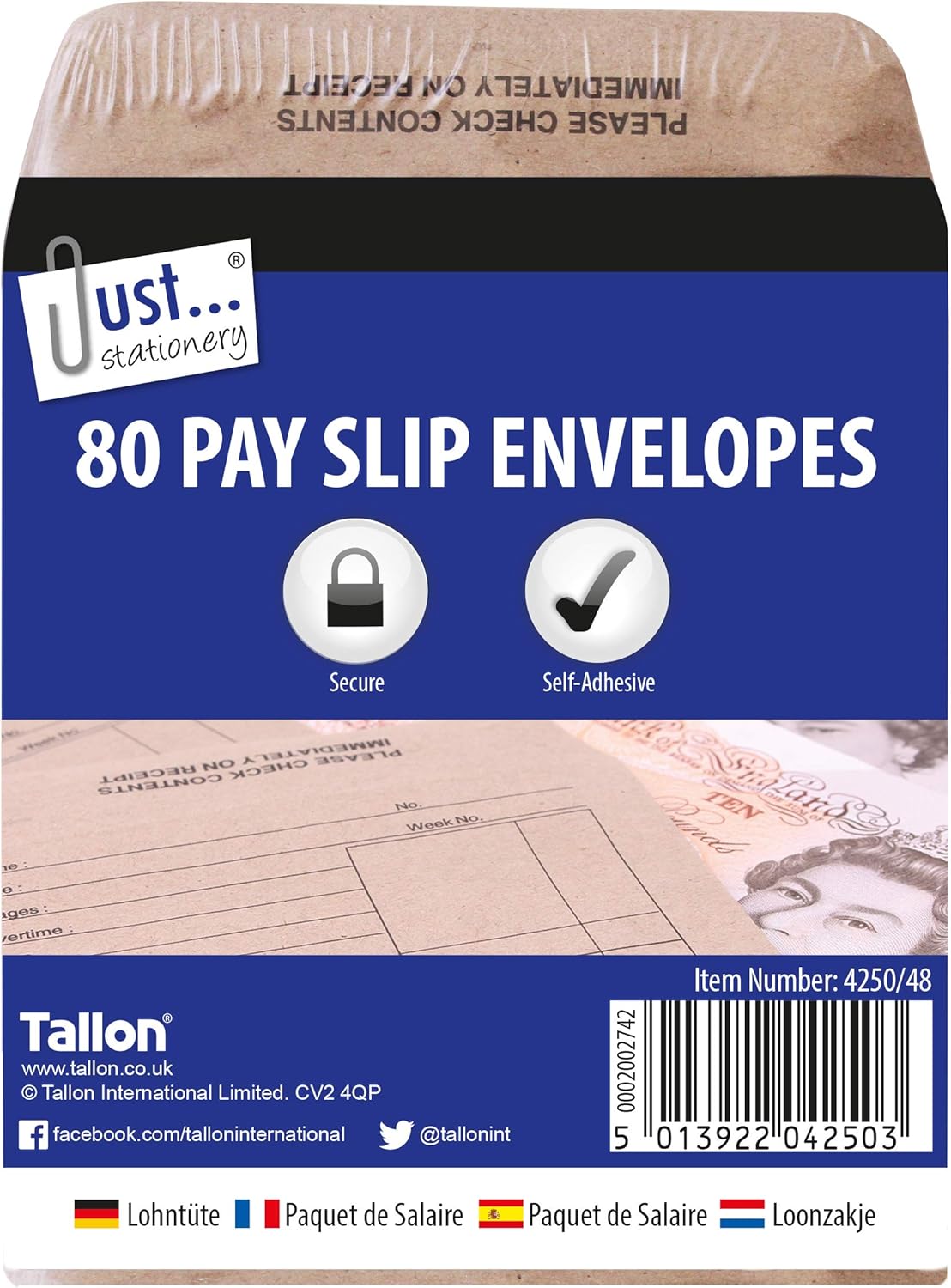 Tallon Just Stationery 100x110mm Wage Packet (Pack of 80)