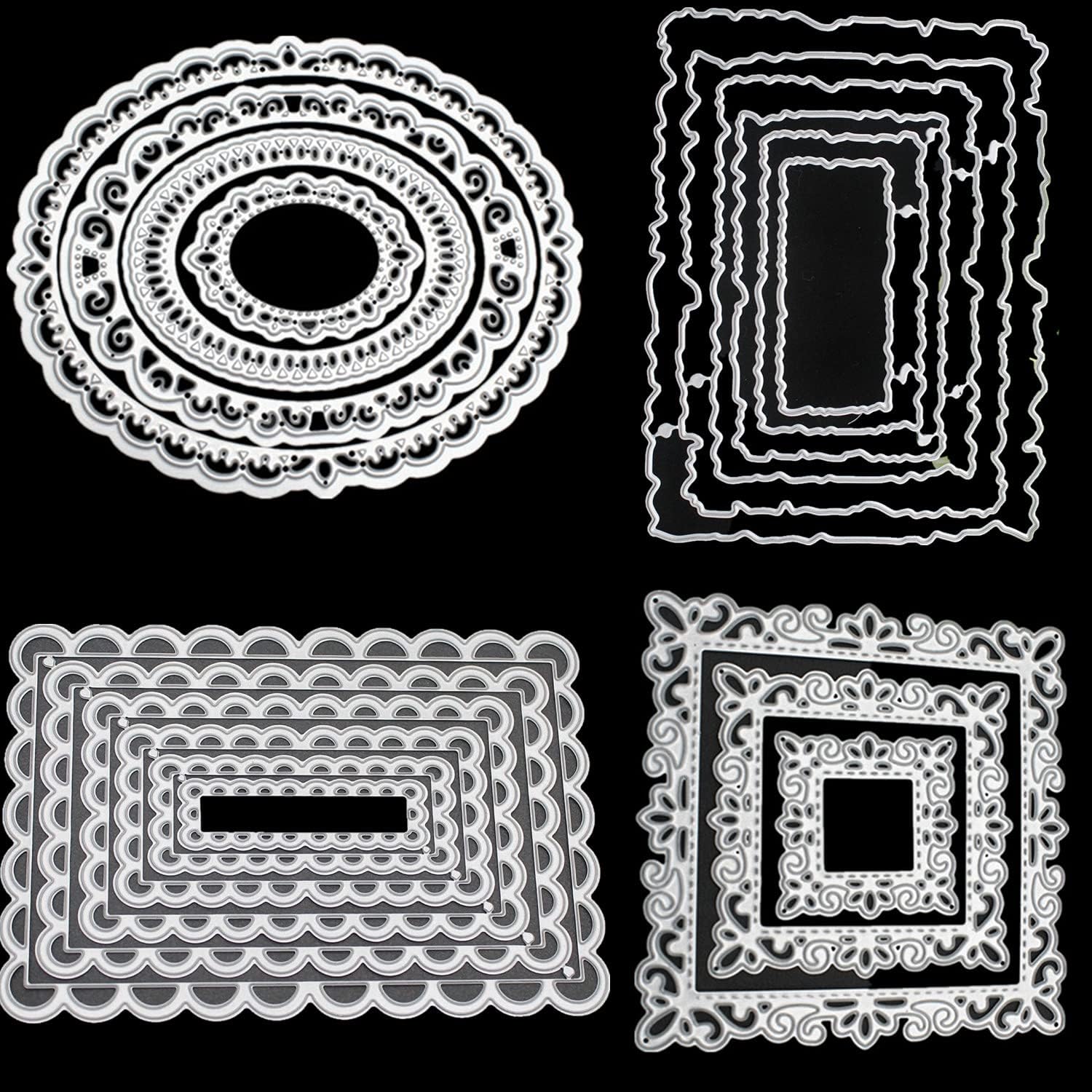 4 Sets Metal Cutting Dies - Frame Dies, Stencils & Moulds for DIY Crafts & Scrapbooking