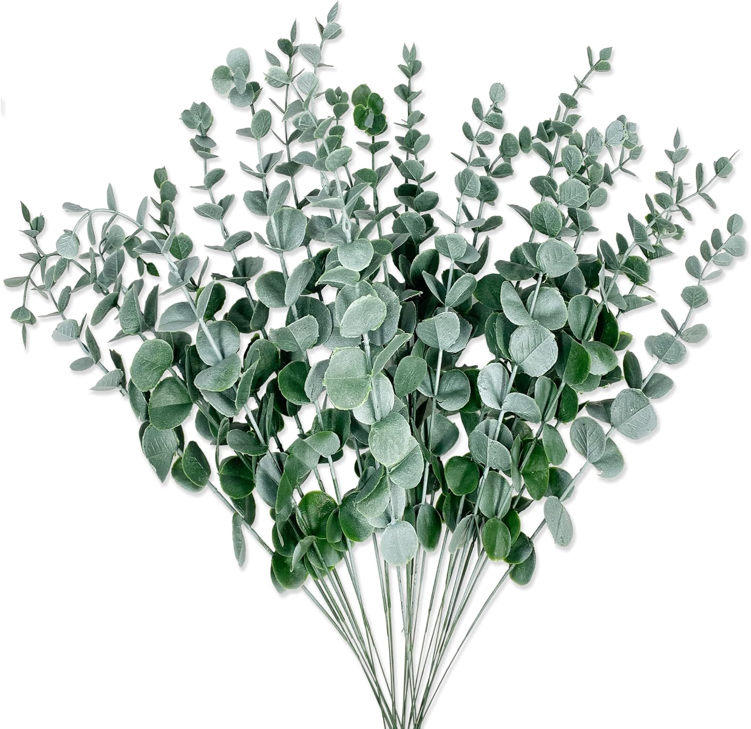 24 bunches Fake Eucalyptus, Artificial Eucalyptus, Artificial Aspidistra Plant, Artificial Greenery Plastic Plants