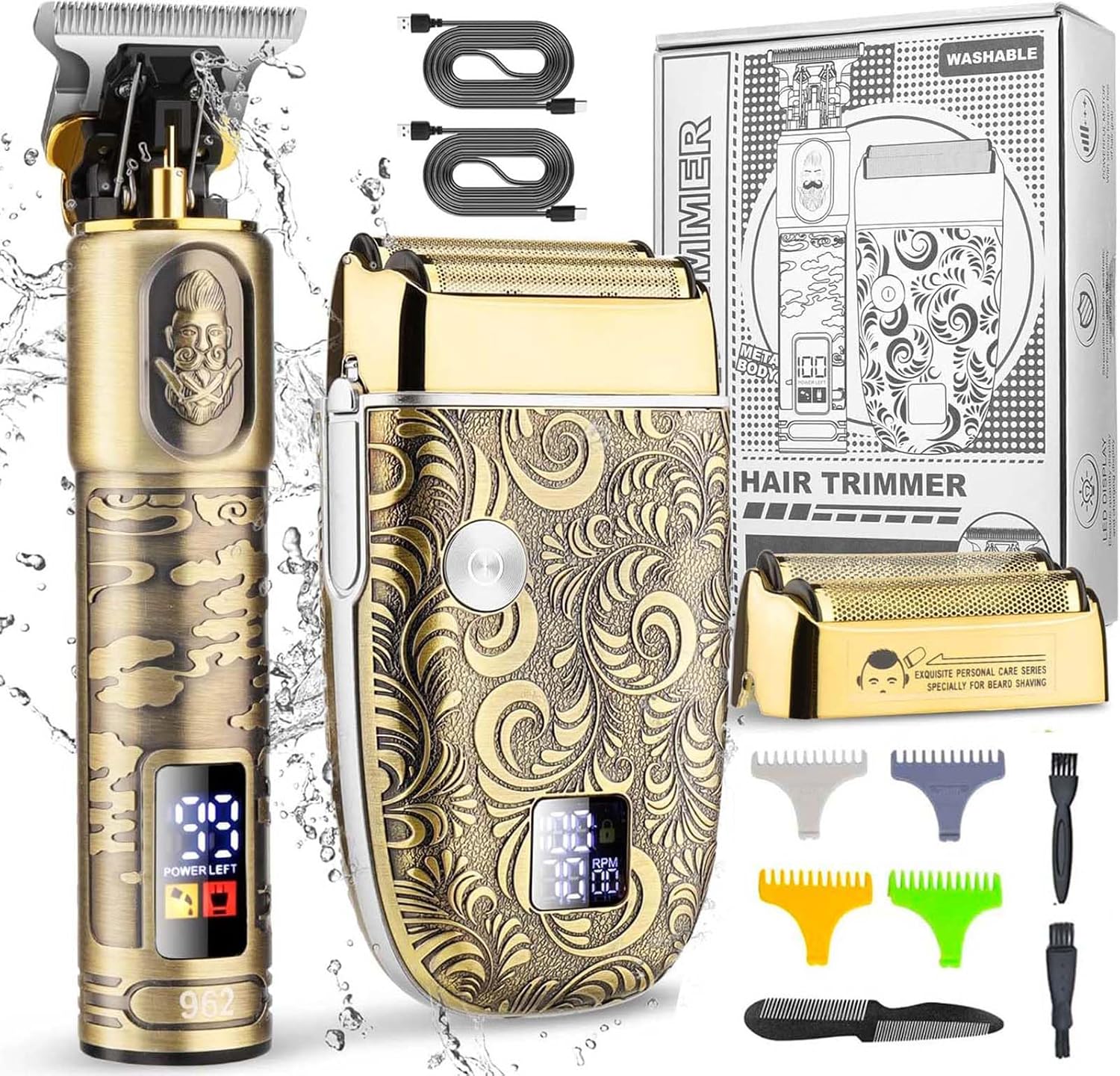 Foil Shavers for Men Electric Razor, Clippers and Trimmer for Men with LED Display, Waterproof