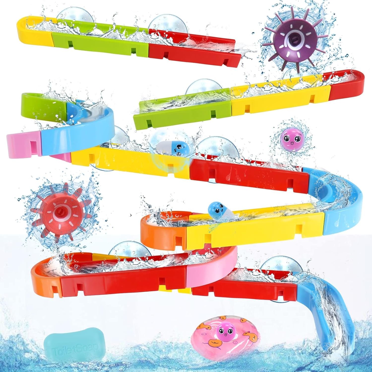 Bath Toys for Kids Ages 3-5 4-8 Toddler Bath Toys 38 PCS Bathtub Shower Toys DIY Water Marble Run Slippery Slide Birthday Gift for 2 3 4 5 6 7 8 Year Old Boys Girls