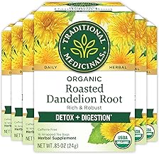 Traditional Medicinals Tea, Organic Roasted Dandelion Root, Supports Kidney Function & Healthy Digestion, 96 Tea Bags (6 Pack)
