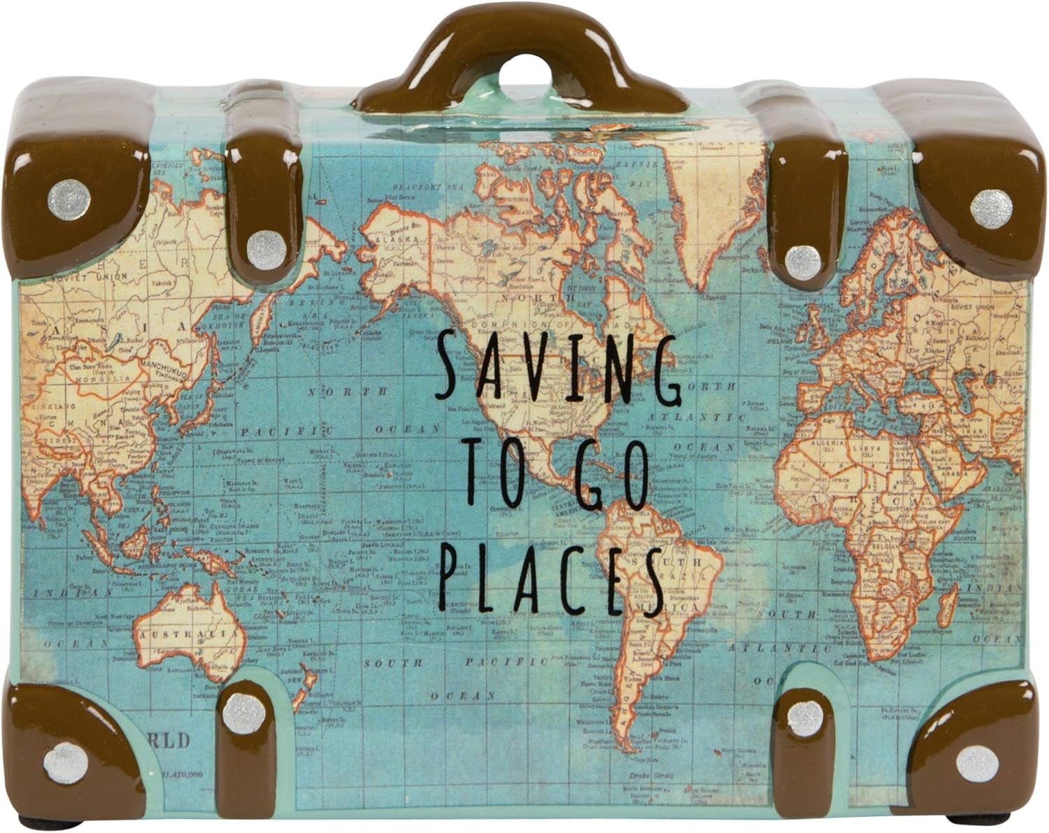 Sass & Belle Saving to Go Places Vintage Map Money Bank