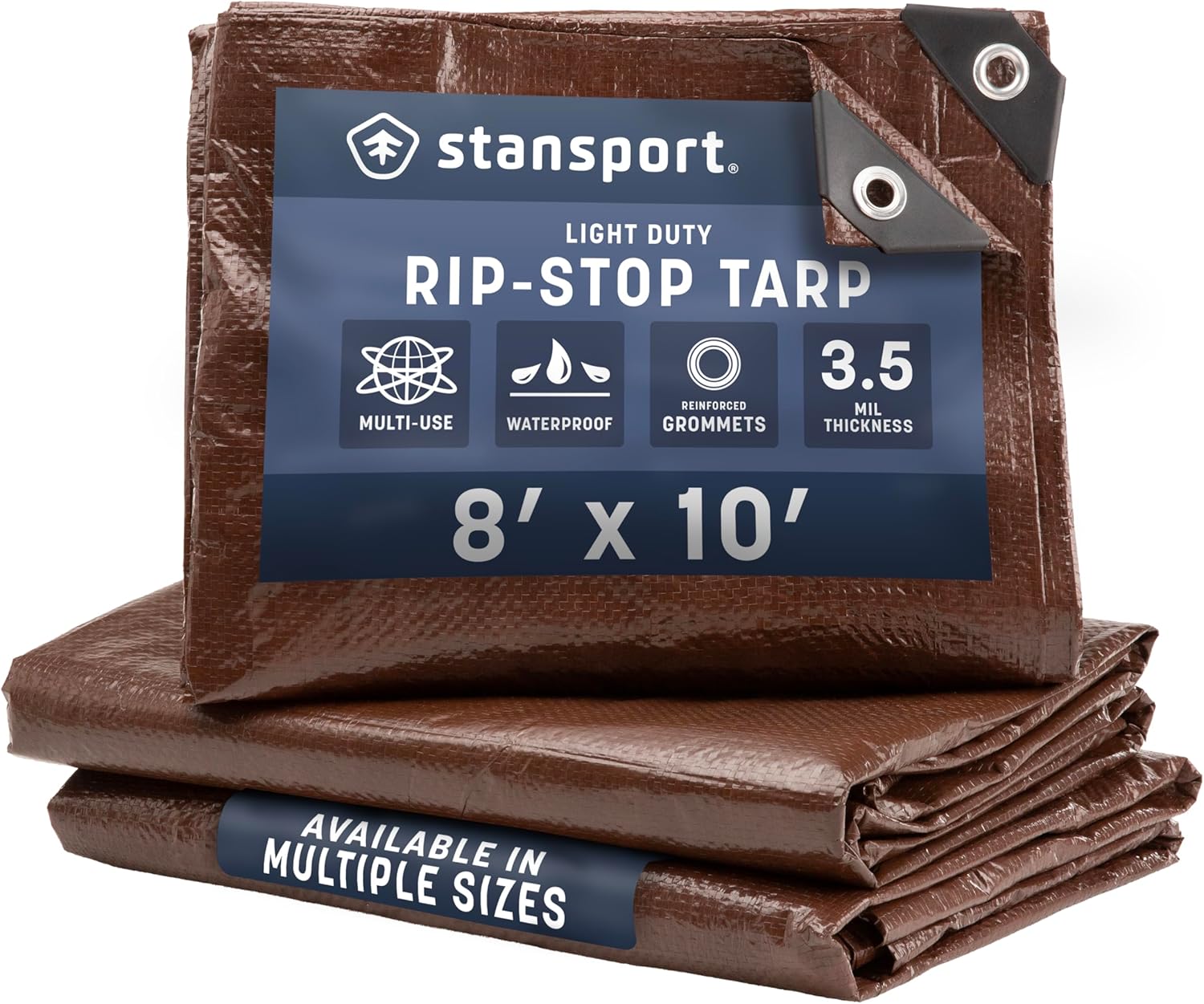 Stansport Light-Duty Rip-Stop Tarp 8' x 10' - Brown (U-810)