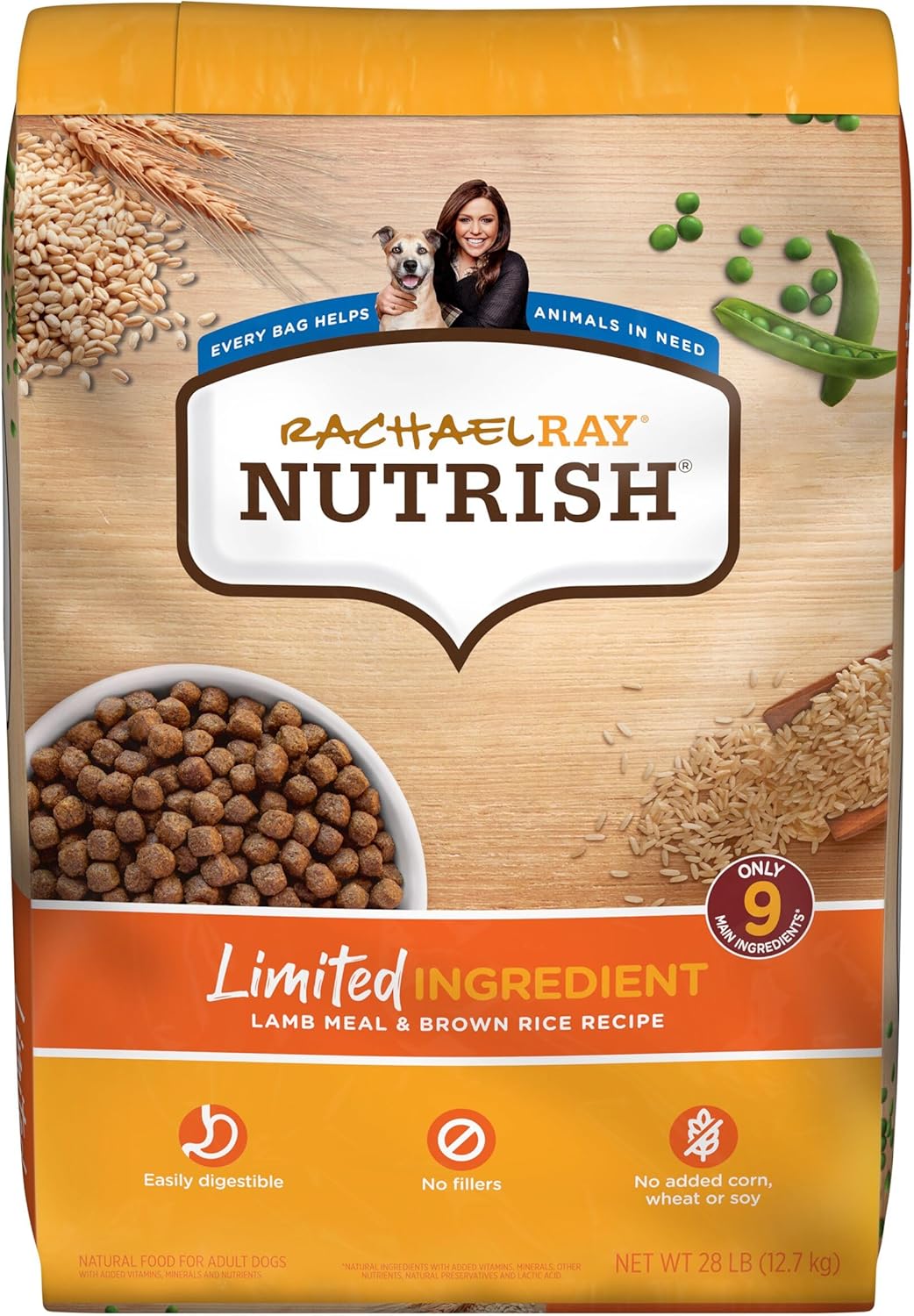 Rachael Ray Nutrish Limited Ingredient Dog Food, Lamb Meal & Brown Rice Recipe, 28 lb. Bag