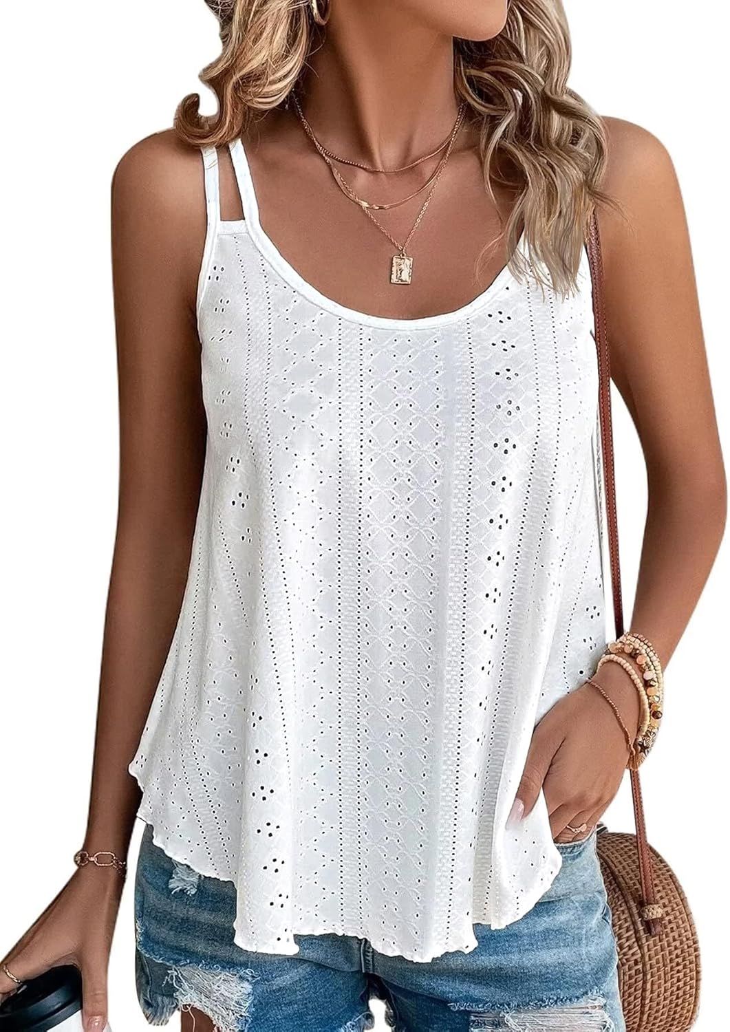 ATHMILE Women's Tank Tops Sleeveless Summer Top Spaghetti Strap Spring Shirt Loose Fit Beach Vacation 2025 Casual