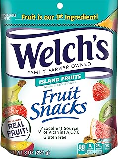 Welch's Fruit Snacks, Island Fruits, Perfect for Sharing, Gluten Free, Bulk Bag, 8 oz (Pack of 1)