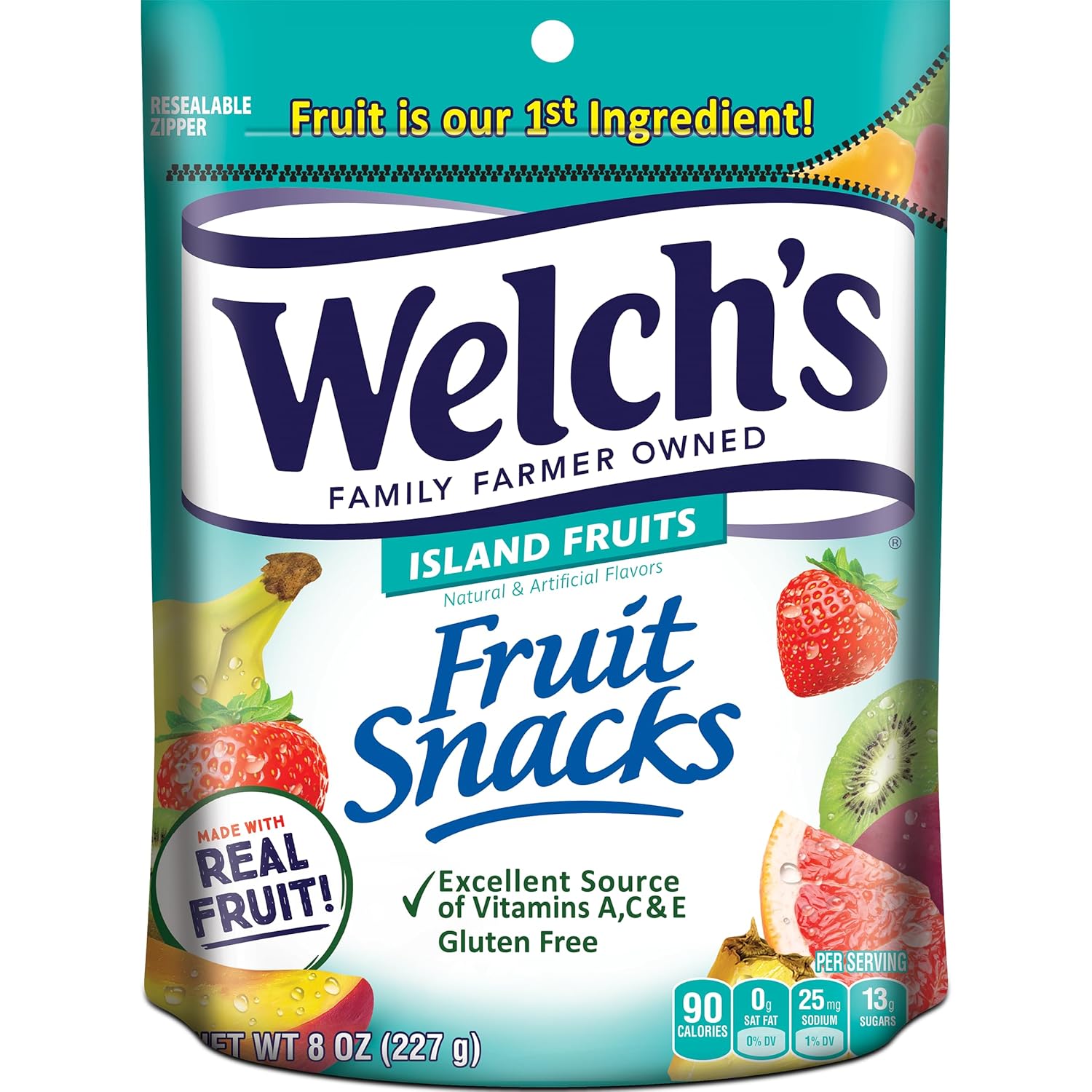 Welch's Fruit Snacks, Island Fruits, Perfect for Sharing, Gluten Free, Bulk Bag, 8 oz (Pack of 1)