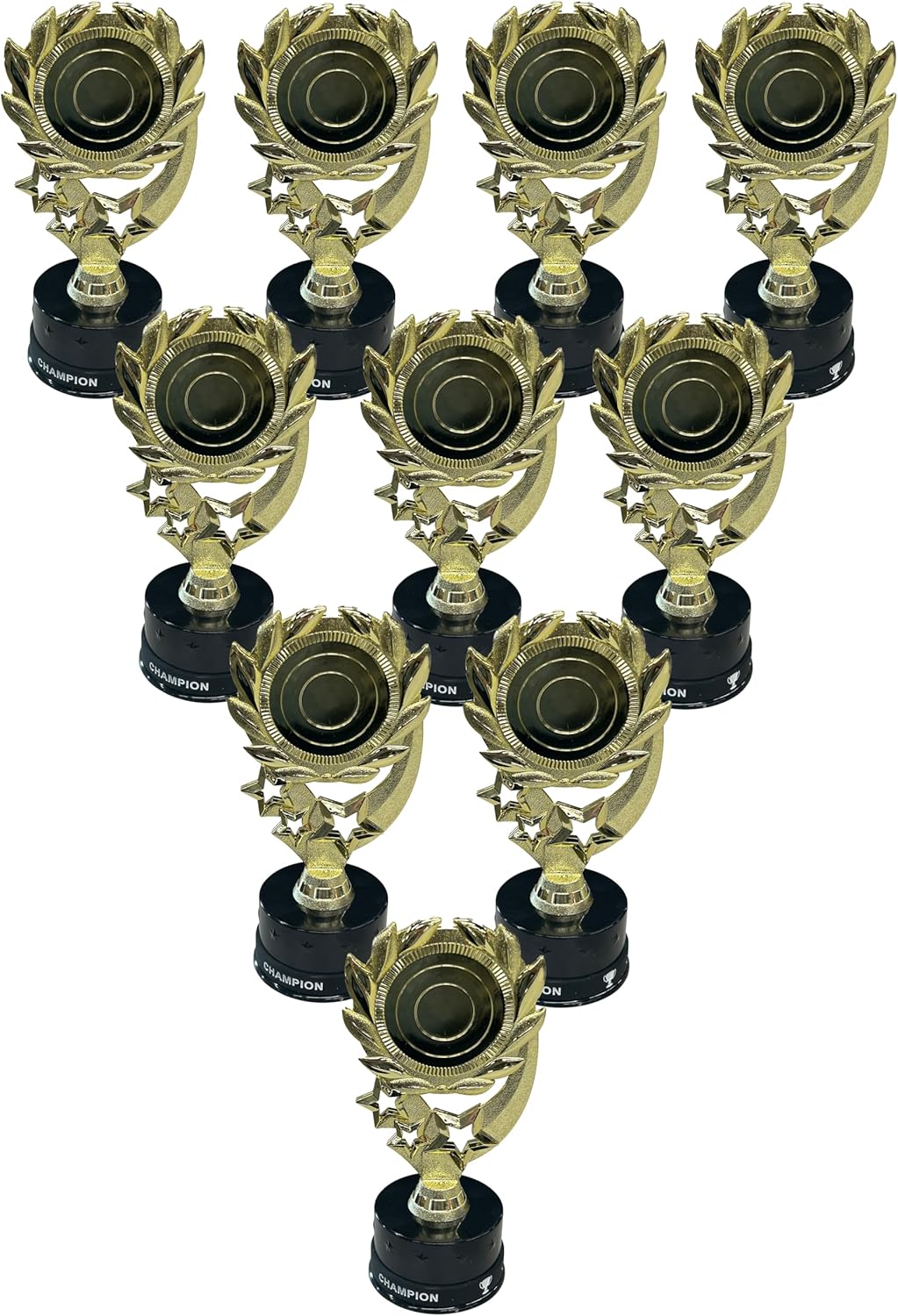 Express Medals 10 Pack of 7 Inch Tall Blank DIY Trophy Awards Includes Silicone Champion Wrist Bands 10 pk 4107 Boys Girls Trophies Award Winner 1st 2nd 3rd Place Custom