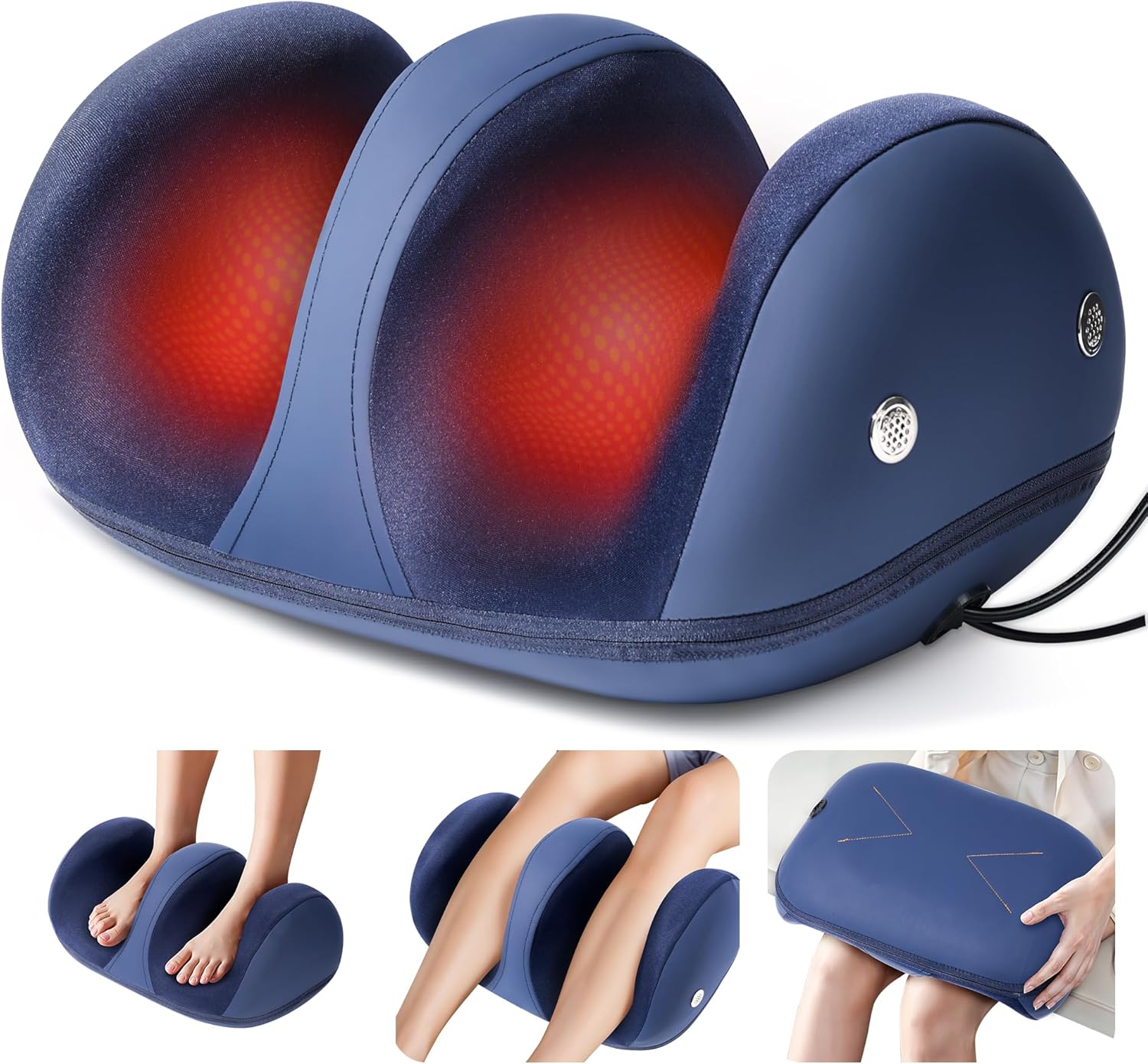 ZQQO Electric Heated Foot Massager Machine - Calf Foot and Leg Massager for Plantar Fasciitis as Gifts for Men & Women, Rolling Foot Massagers for Pain and Circulation with 12-Point 3D Massage Head