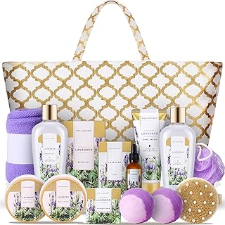 Gift Baskets for Women Spa Gifts for Women 15pcs Lavender Home Spa Kit for Women Gifts Spa Luxetique Bath and Body Gift Sets Tote Bag Gifts for Women Birthday Gifts for Her Gifts for Women