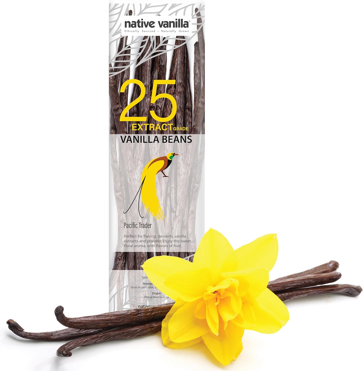 Native Vanilla Tahitian Vanilla Pods Grade B Extract Pacific Trader Premium Bulk Vanilla Beans Fresh (25 Count (Pack of 1))