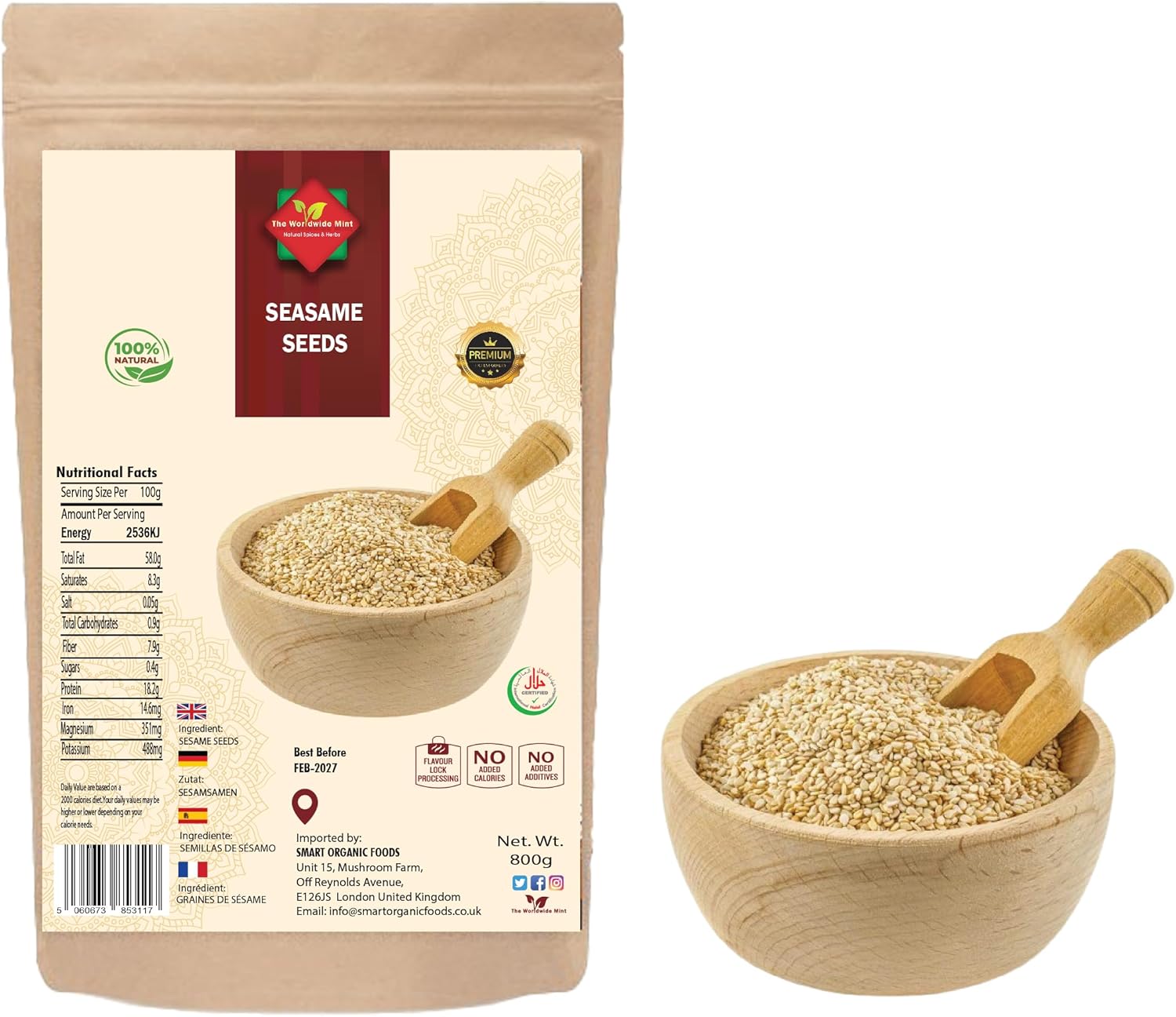 Sesame Seeds 800g – Premium Raw | Non-GMO | Nutritious & Versatile | Ideal for Cooking, Baking & Snacks | Health Benefits