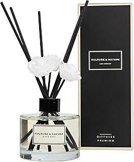 CULTURE & NATURE Reed Diffuser Set 6.7oz (200ml) Black Rose Scented Diffuser with Sticks Home Fragrance Reed Diffuser for Bathroom Shelf Decor