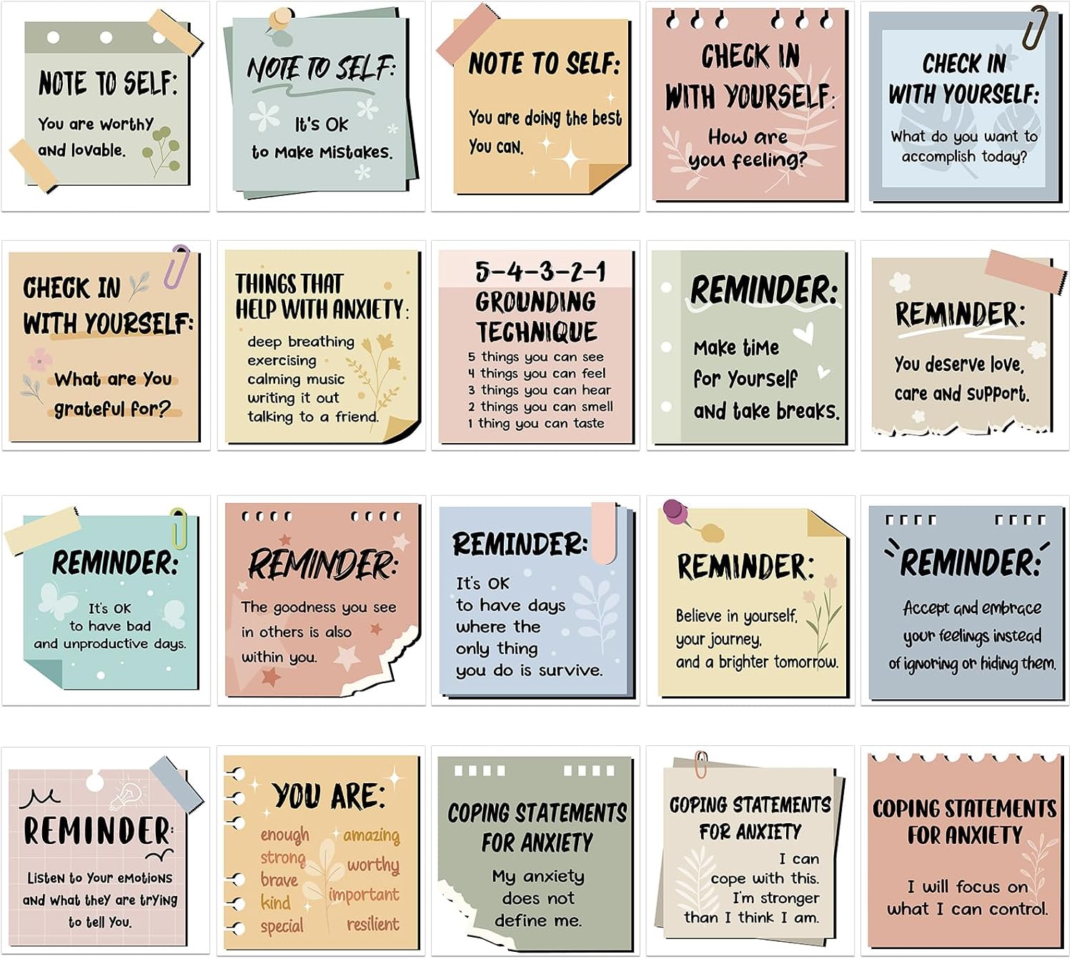 300 Pcs Motivational Mental Health Affirmation Stickers, Warm Color