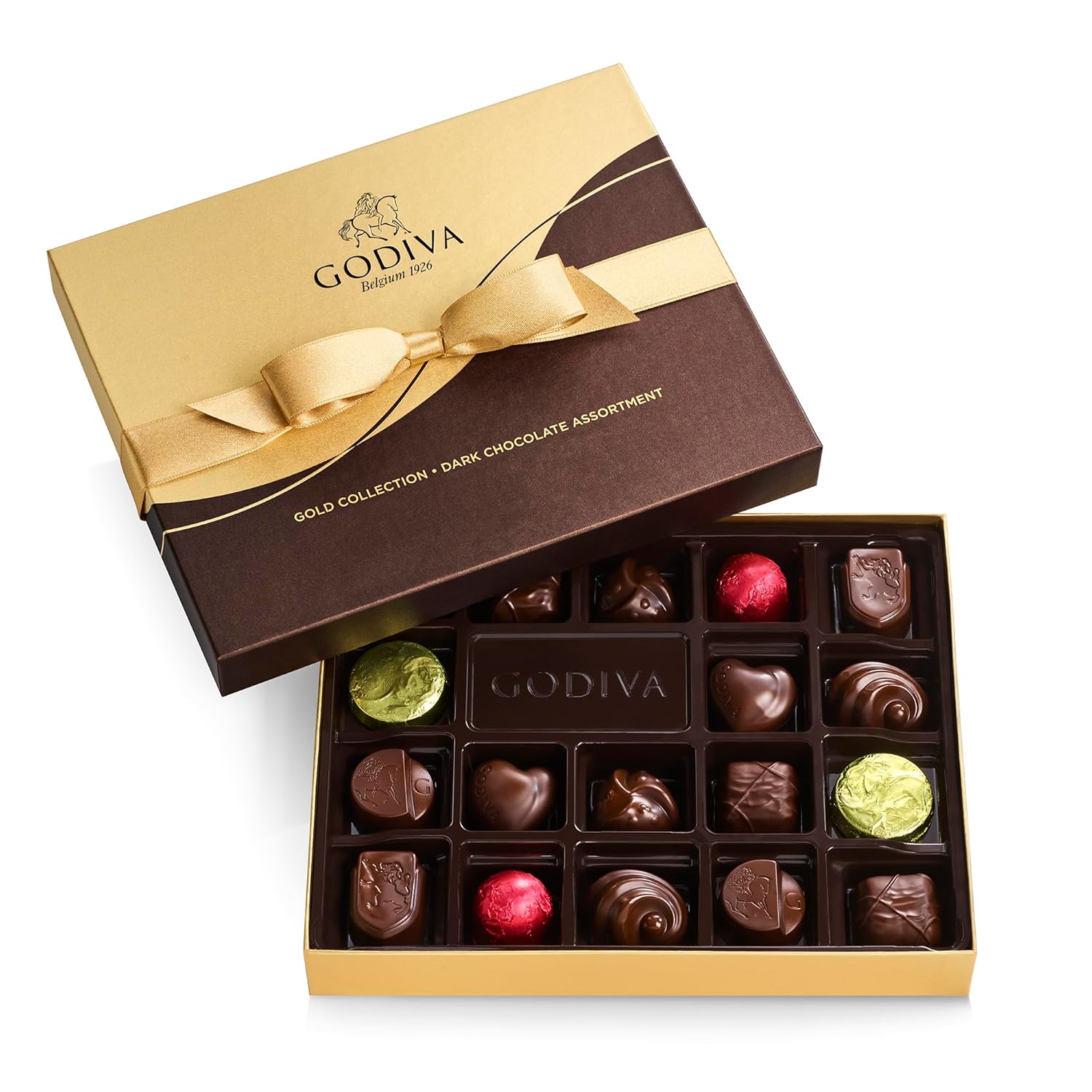 Godiva Chocolatier Gourmet Chocolate Gift Box – 18-Piece Assorted Chocolates for Birthday, Anniversary, Congratulations,– Dark Chocolate Candy Assortment with Praline, Caramel, Ganache