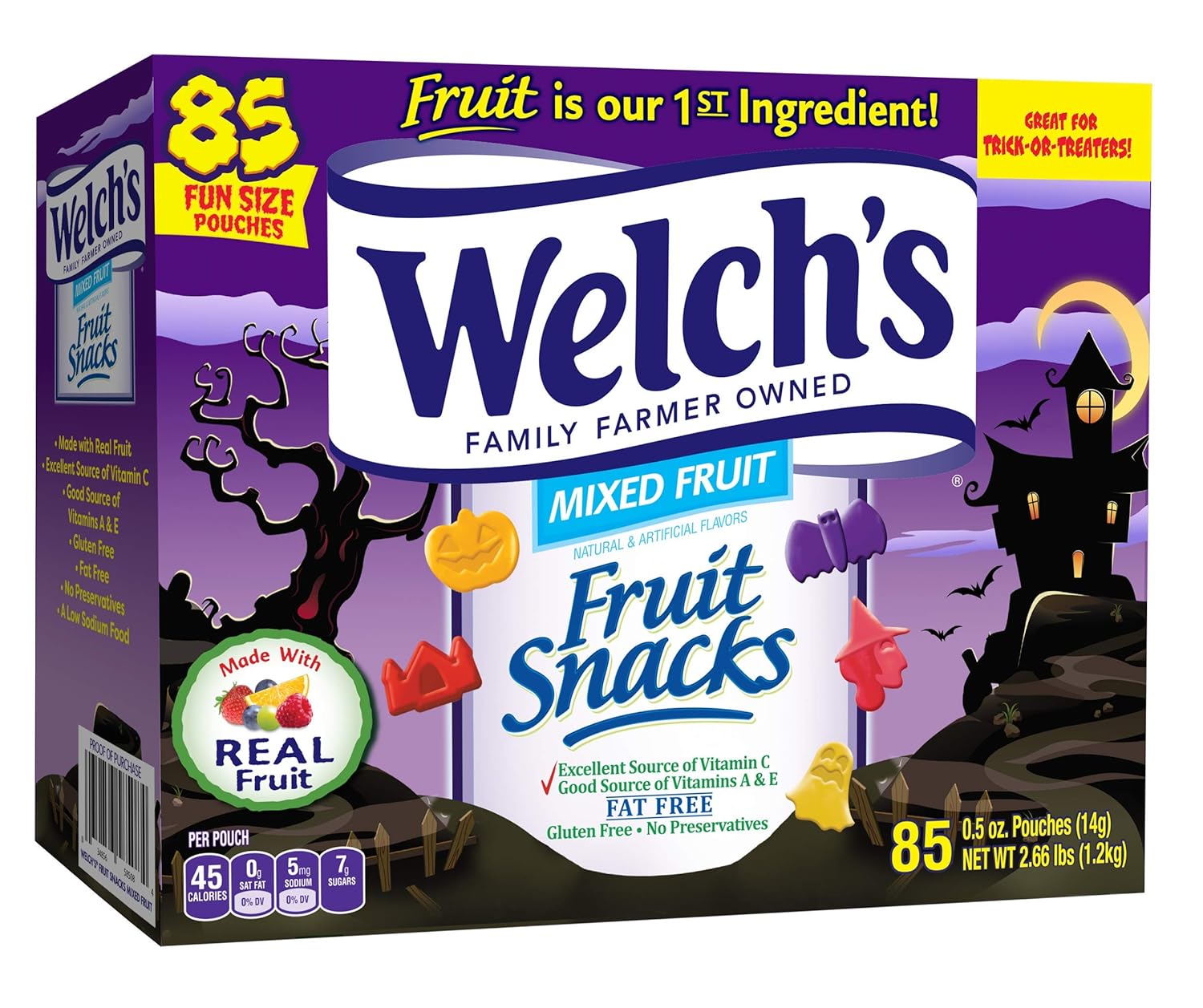 Welch~'s Fruit Snacks 2 Set of 85 Count - Welch's Halloween Fun Size Fruit Snacks, 0.5 Ounce