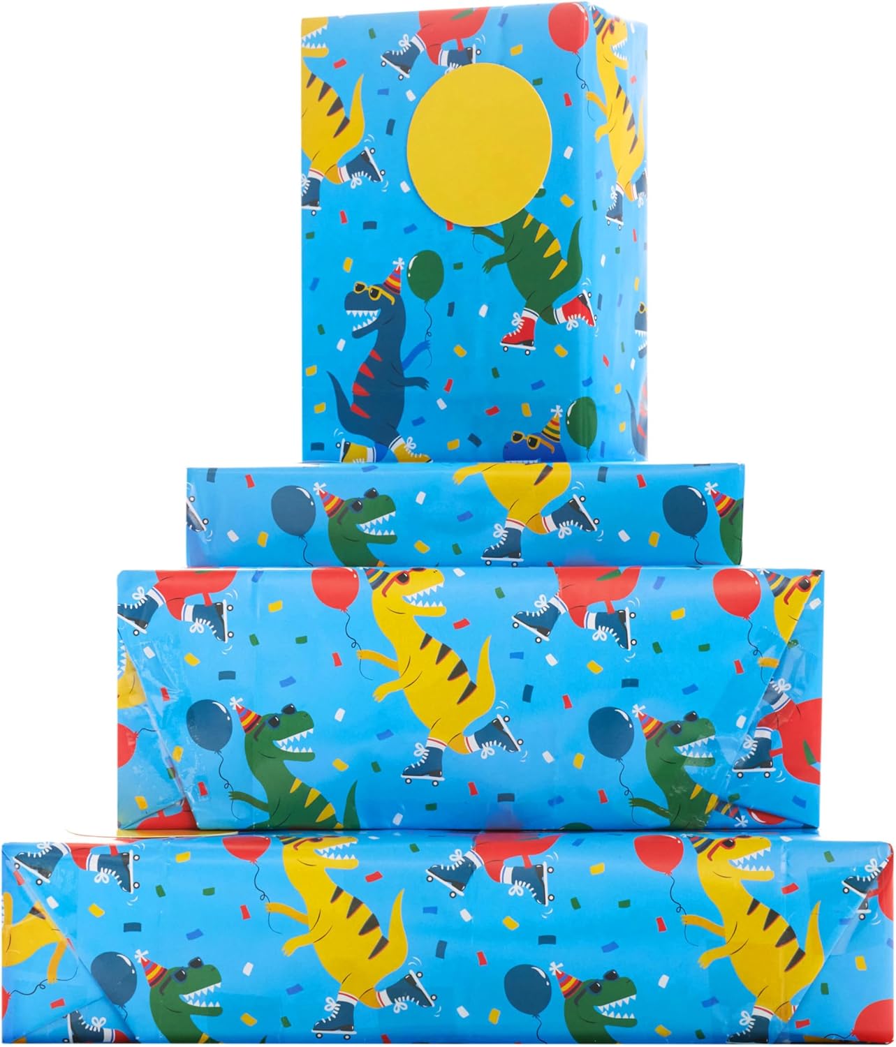 UK Greetings | Multipack of Wrapping Paper & Tags for Birthday | Gift Wrapping Set | Birthdays/Weddings/Father's Day | Dinosaur Design | Pack of 2 | 489 x 692 mm