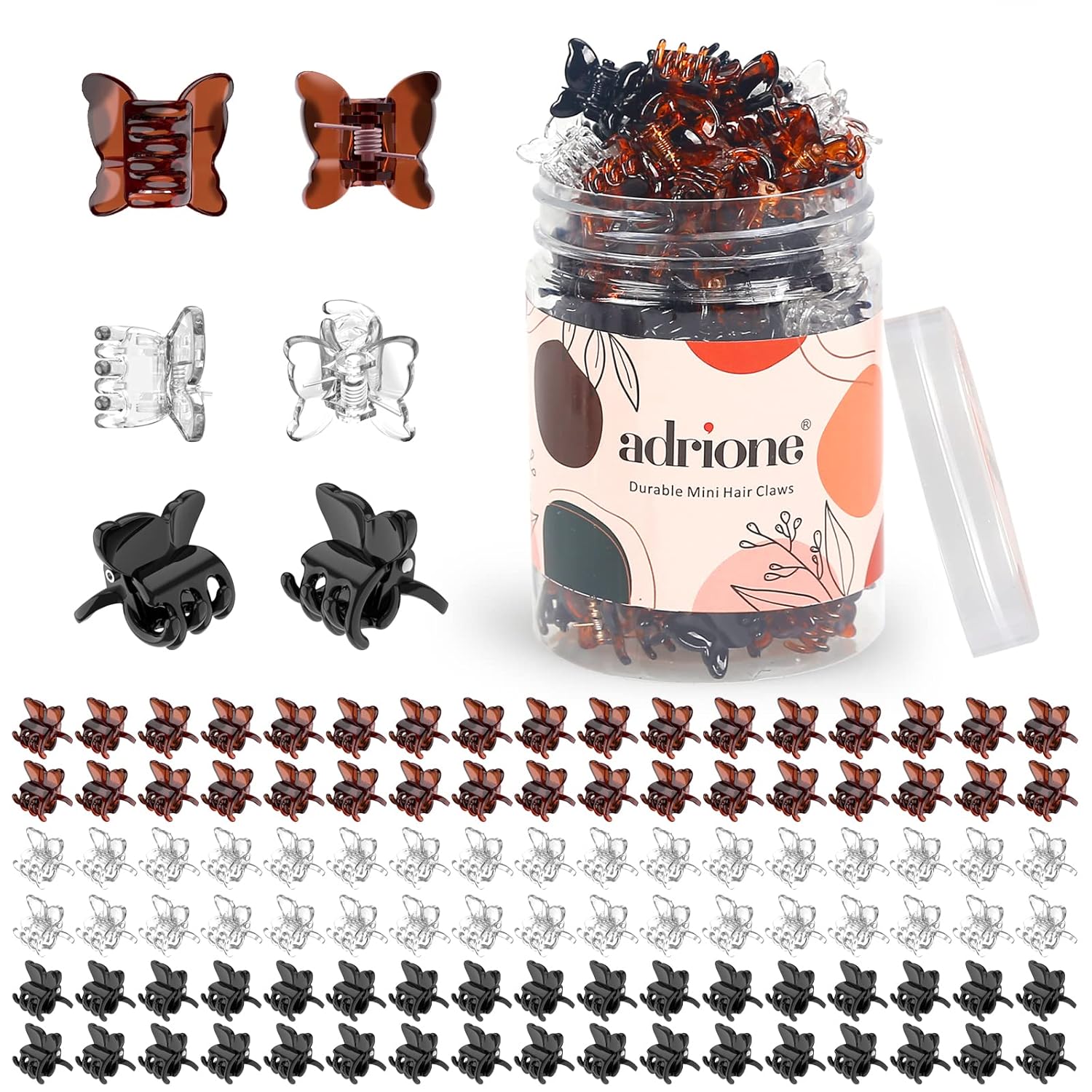 Small Butterfly Hair Clips for Women, 100 Bulk Pack Small Hair Clips for Women Mini Hair Clips Small Claw Clips Mini Butterfly Clips for Hair Bangs Hair Clip Mini Claw Clips for Thin Fine Hair