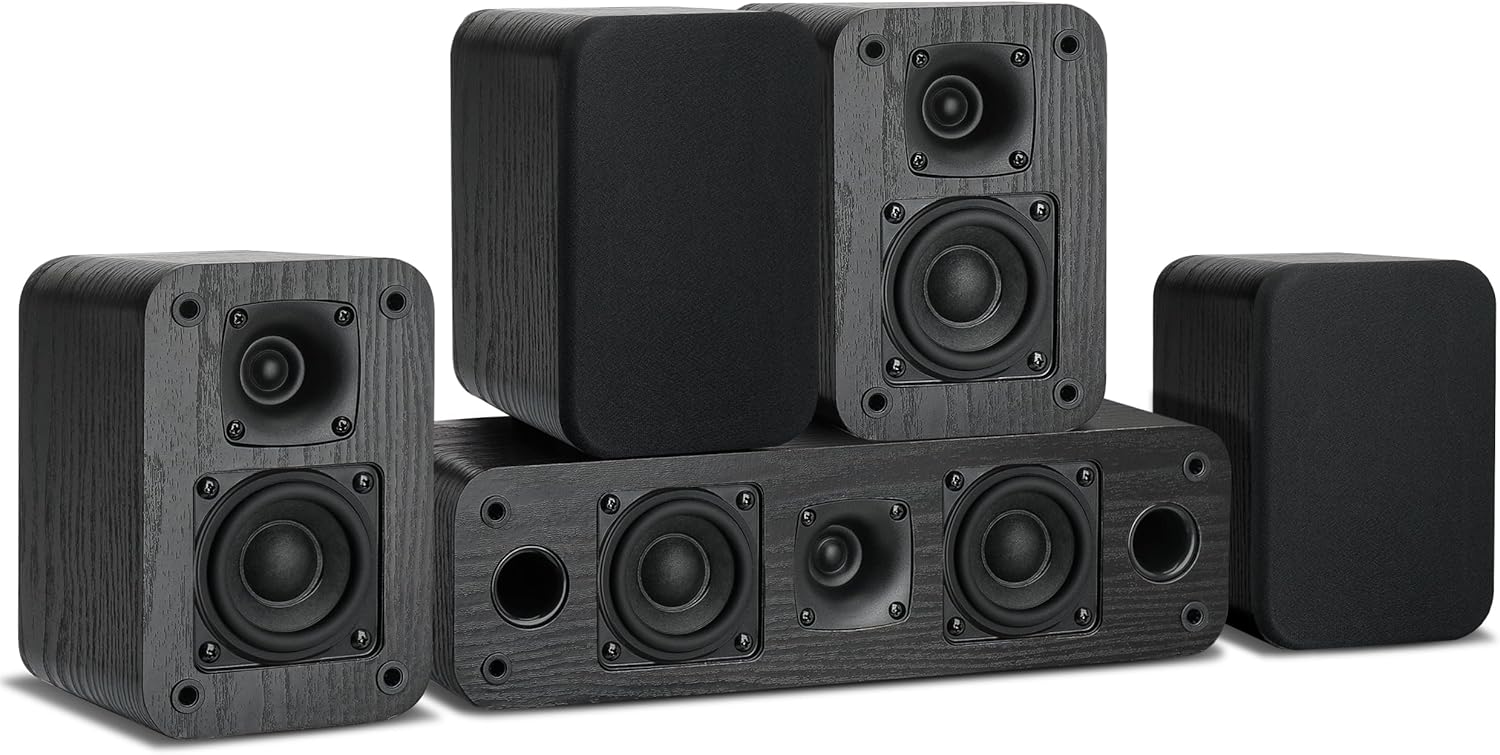 Saiyin Surround Sound Speakers-160 Watts Peak Power, Home Theater Systems with 5.0 Stereo Speakers, 4 Passive Speakers/Amplifier or Receiver Required/Cable Not Included