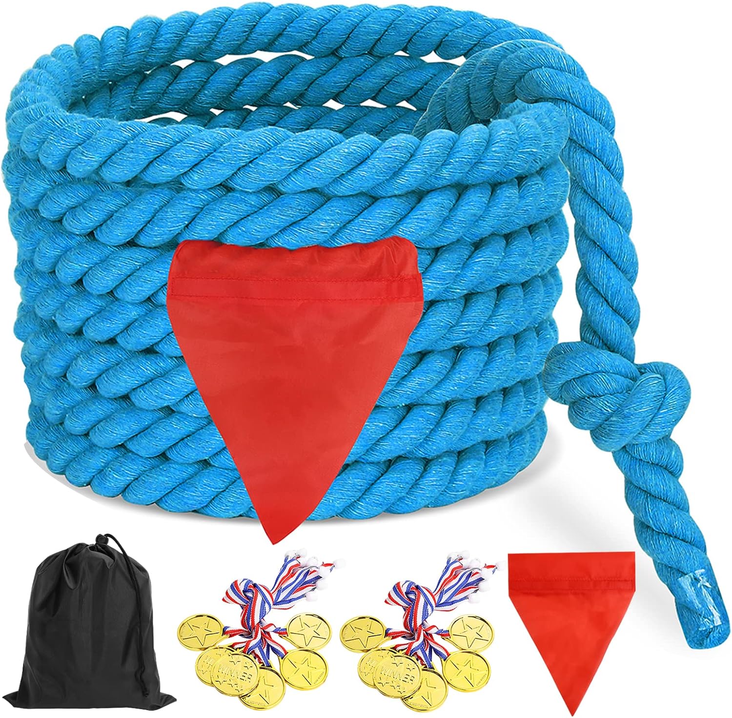 CWLAKON Tug of War Rope for Kids and Adults, Field Day Family Reunion Birthday Party Games, Outdoor Camping Picnic Games, Backyard Carnival Games,Team Building Activities Blue