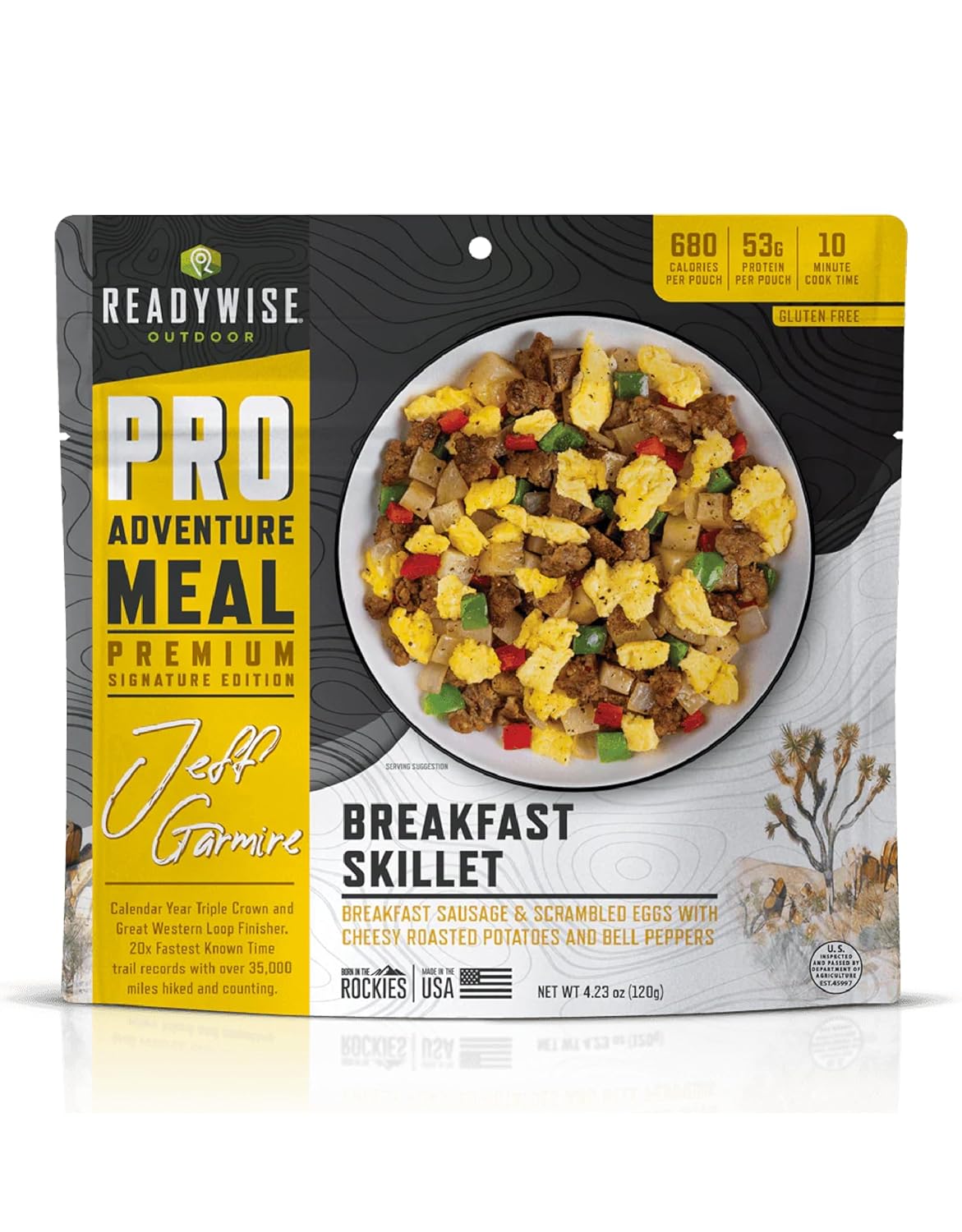 READYWISE - Outdoor Pro Adventure Meal, Breakfast Skillet, 2 Servings, 1 Pouch, 680 Calories, 53 Grams Protein, MRE, Gluten-Free, Premium, Freeze Dried Food for, Camping, Hiking, and Backpacking