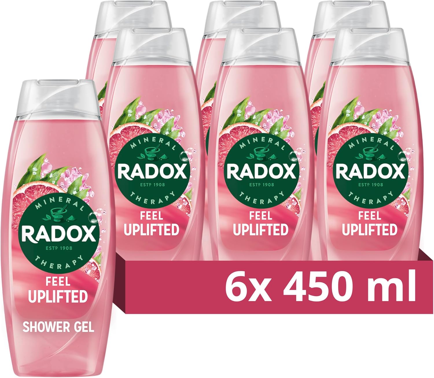 Radox Mineral Therapy Feel Uplifted Shower Gel With Grapefruit & Ginger Scent - 450 ml (Pack of 6)