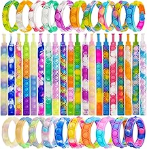120 Pcs Pop Bracelet Bubble Fidget Sensory Toys for Party Favors, Hand Finger Wristband Bulk for Classroom Prizes, Easter Egg Basket Stuffers Goodie Bag Stuffers Christmas Valentine Gift for Kid