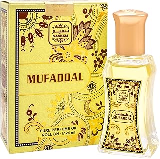NASEEM Mufaddal Roll on Perfume, Pheromone Perfume Essential Oil - Arabian Perfume Oil with Strong Leathery Oud Scent - Alcohol Free & Long Lasting Perfume for Men 0.81 Fl Oz