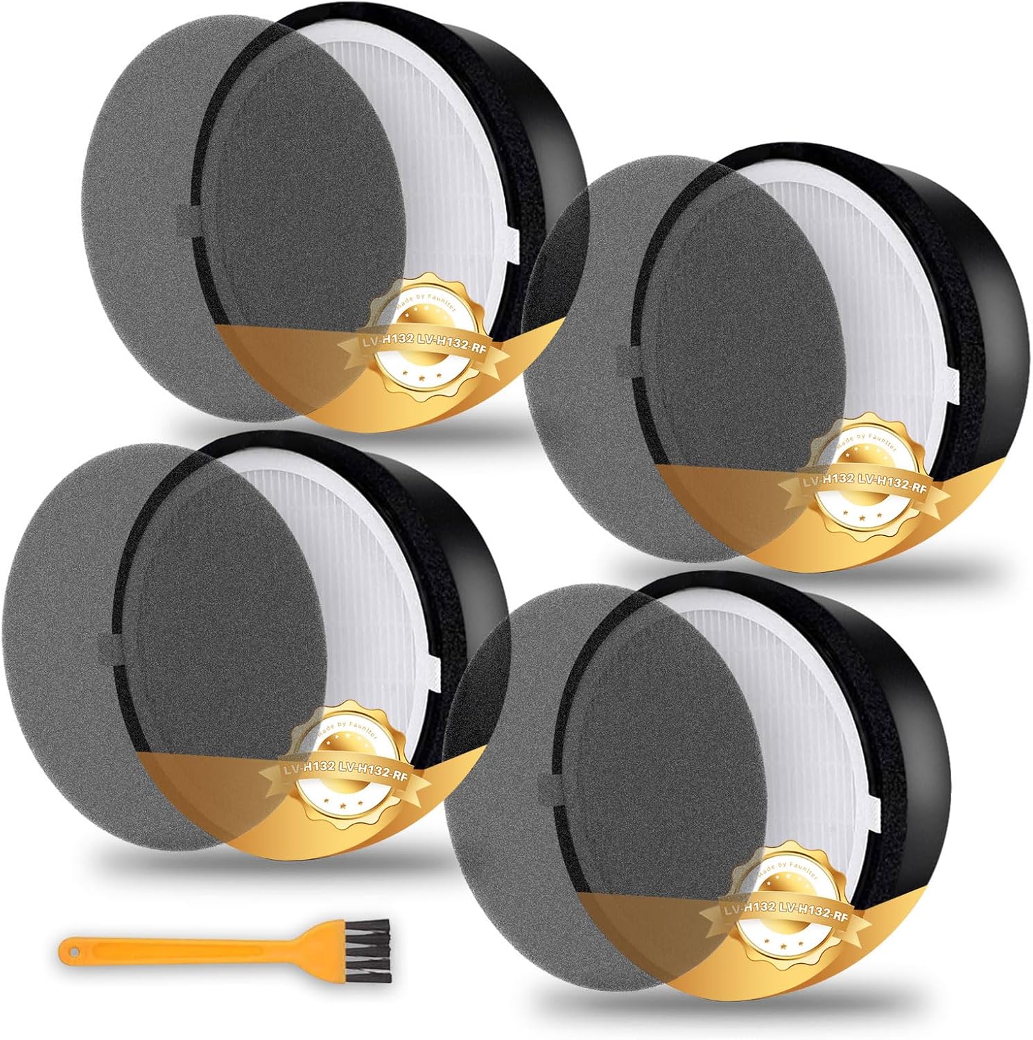 4 Pack LV-H132 Replacement Filter Compatible with LEVOIT LV-H132 Replacement Filter, 3 IN 1 LV-H132 Air Filter, Only for Levoit LV-H132 Air Purifier Replacement Filter, Part # LV-H132-RF