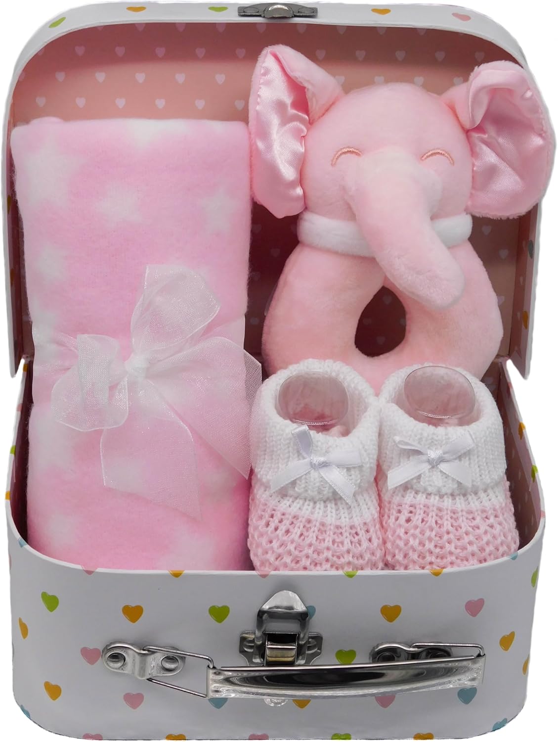 Newborn Baby Girl Gifts Set Hamper Keepsake Box with an Elephant Theme