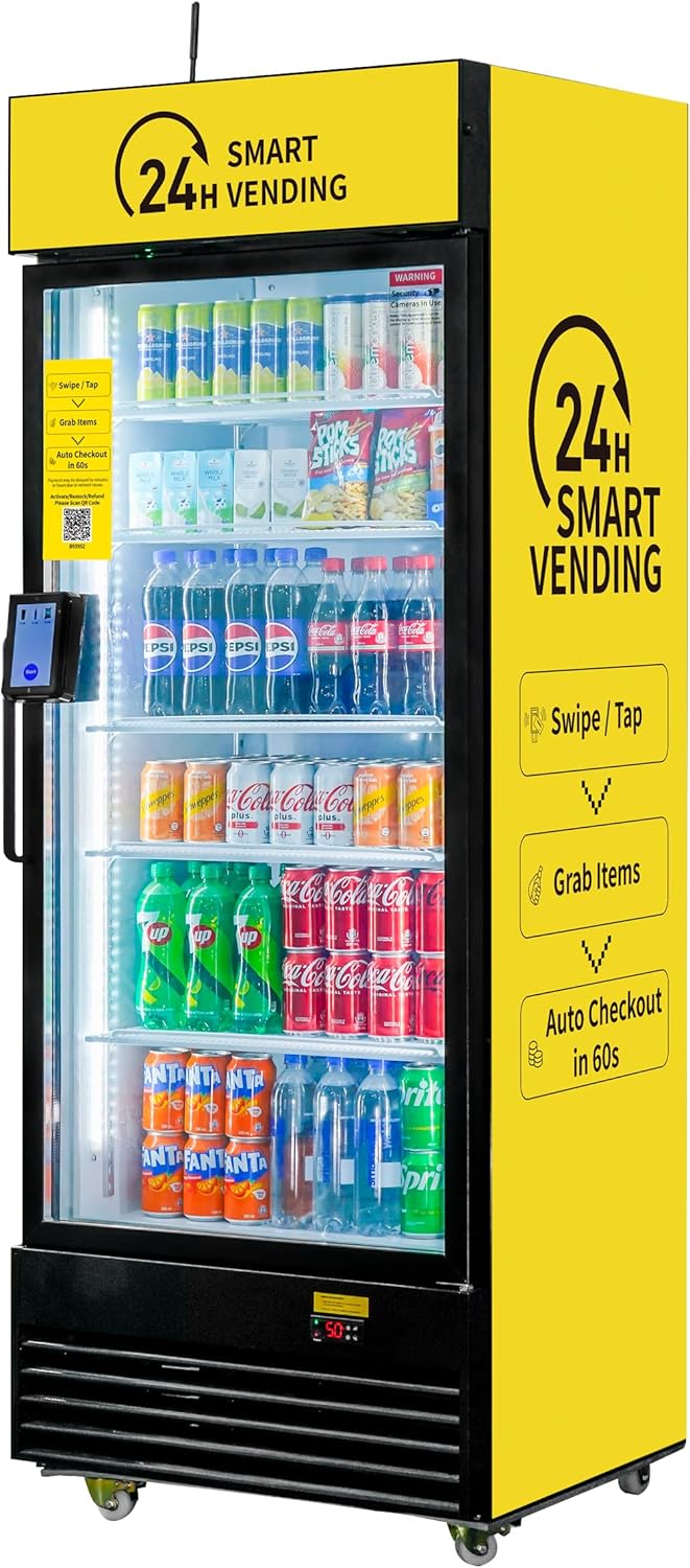 Combo Vending Machine,Smart Refrigerated Beverage Vending Machine with Touch Card Reader Smart cooler (DC-440D)