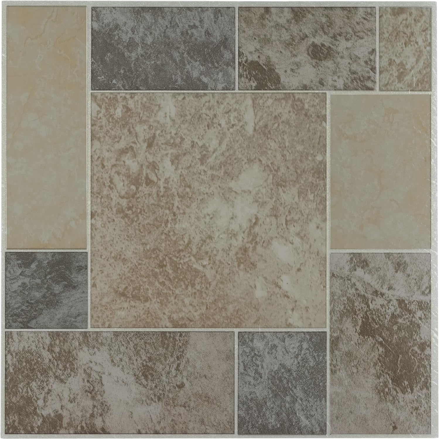 Achim Home Furnishings FTVGM32720 Nexus 12-Inch Vinyl Tile, Marble Blocks, 20-Pack, Ancient Beige Mosaic, 12"W x 12"L x 1.2mm T