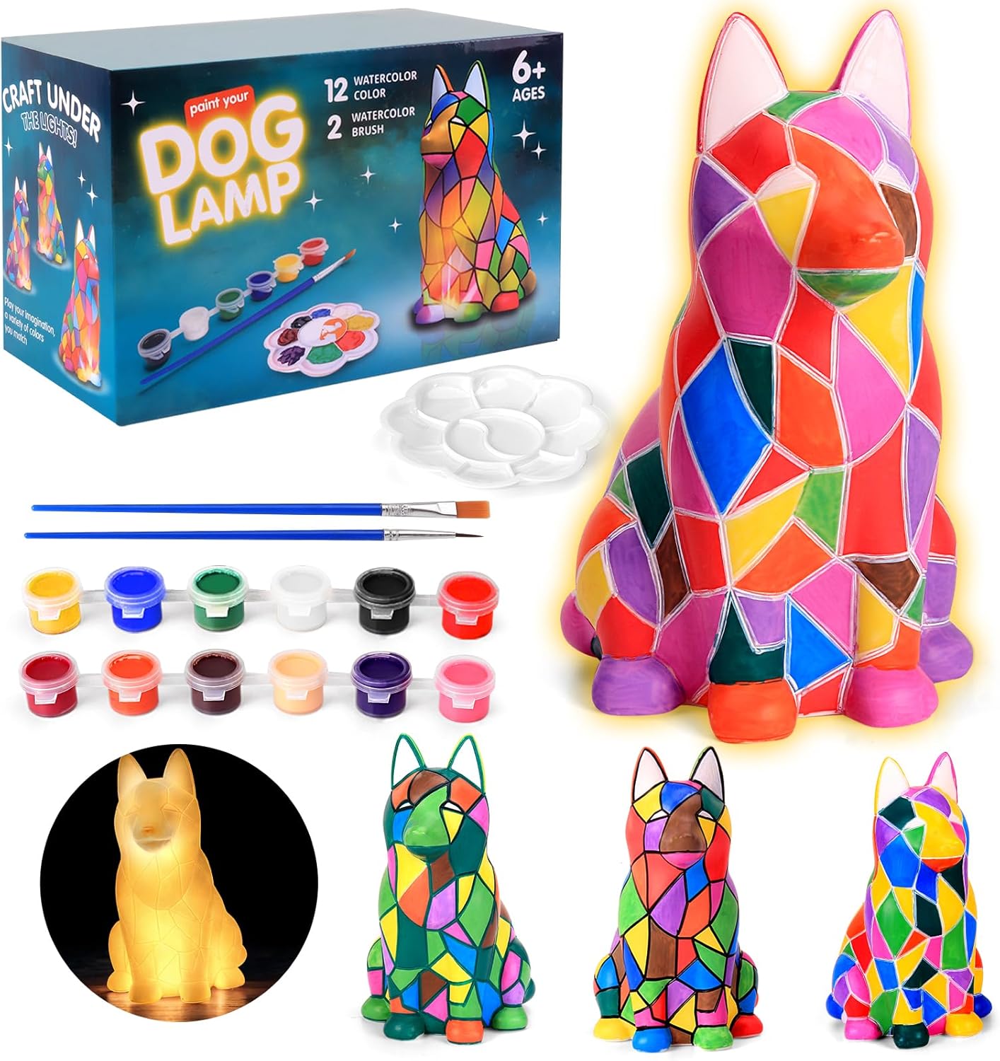 Paint Your Own Dog Lamp Kit - Art Supplies Arts & Crafts Kit, Painting Kit for Kids Ages 6-12, Arts and Crafts for Kids Ages 8-12, Christmas Birthday Gifts for Girls Boys Age 5 6 7 8 9 10 11 12+
