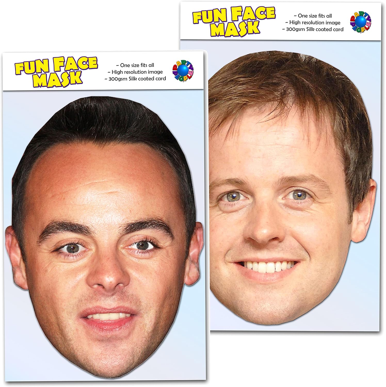 Party People Ant and Dec - TWIN PACK - READY TO WEAR CELEBRITY FACE MASKS - Ant Dec
