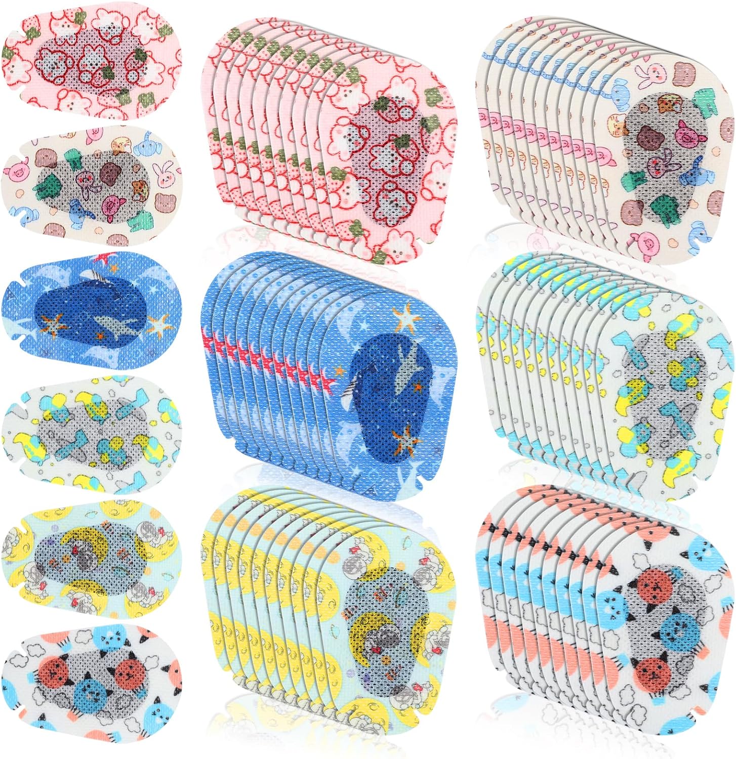 60Pcs Adhesive Eye Patches for Kids Breathable Kids Eye Patch Bulk Light Blocking Fun Cartoon Animals Eye Bandage for Children with Lazy Eye (6 Styles)