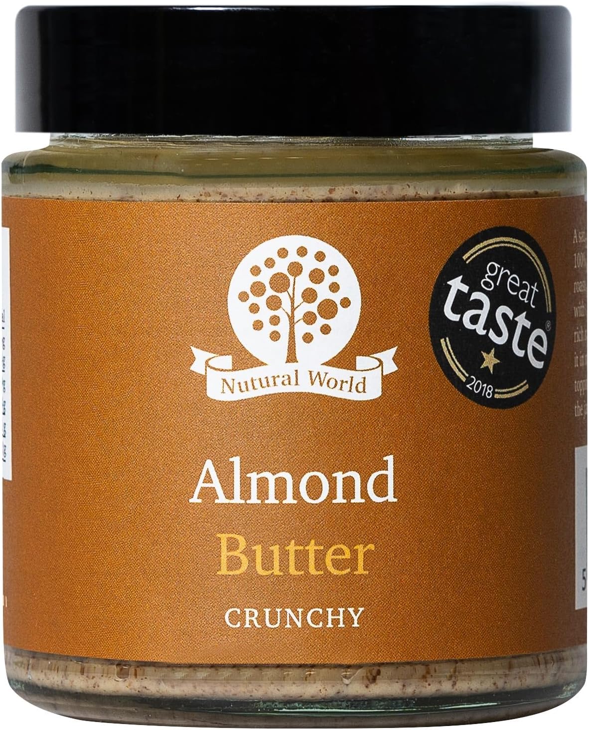Nutural World - Crunchy Almond Nut Butter (170g) Great Taste Award Winner - 100% Pure Single Ingredient