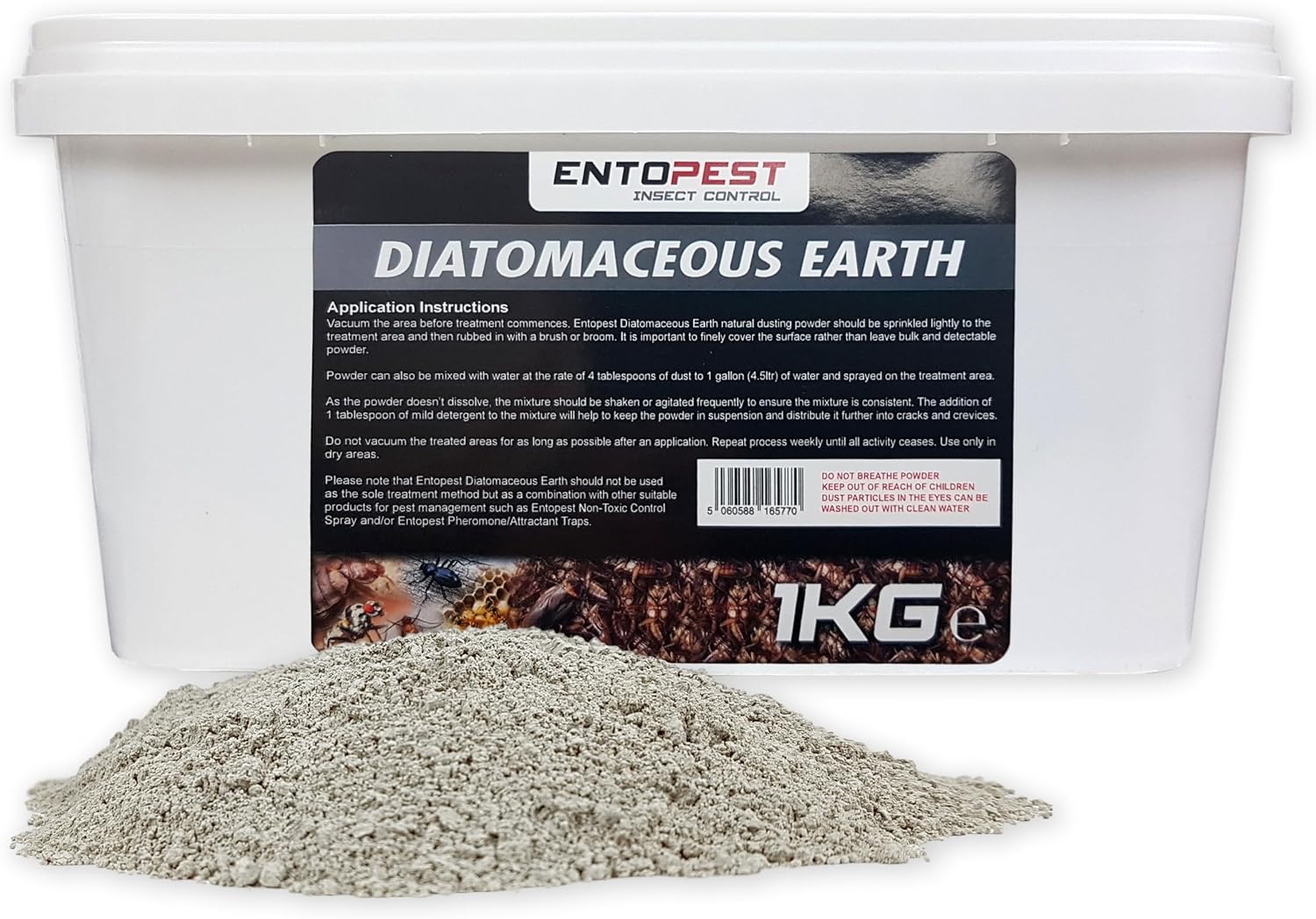 1Kg Diatomaceous Earth Powder - Ant killer, flea killer, insect killer, bed bug killer, silverfish killer, Pests Control for Crawling Insects, Pest Organic Non-Toxic