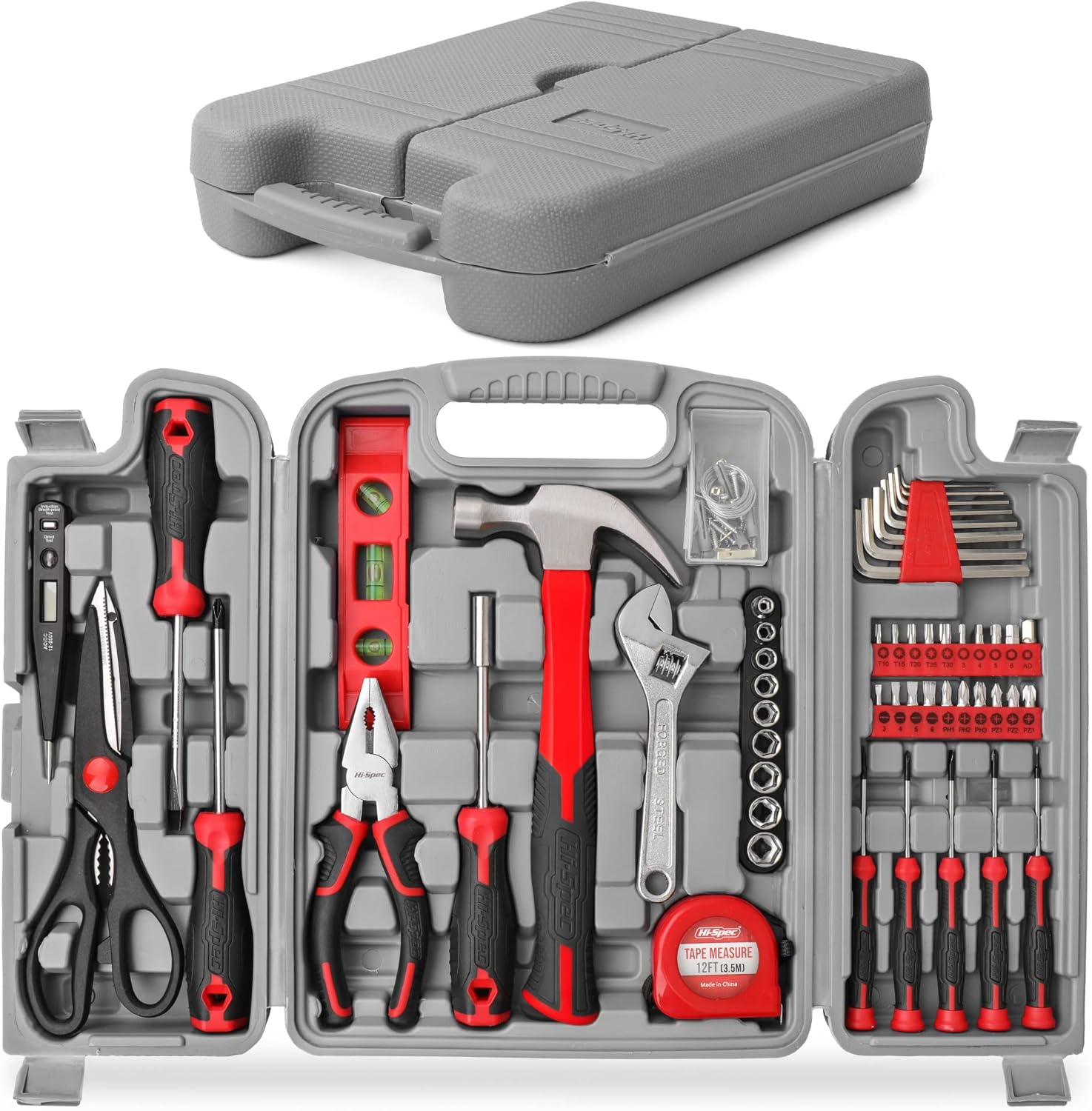 Hi-Spec 54pc Home & Office DIY Tool Kit Set. Complete Household Tool Box with Essential Hand Tools Included for Basic Repairs, Maintenance & Home Improvement Projects