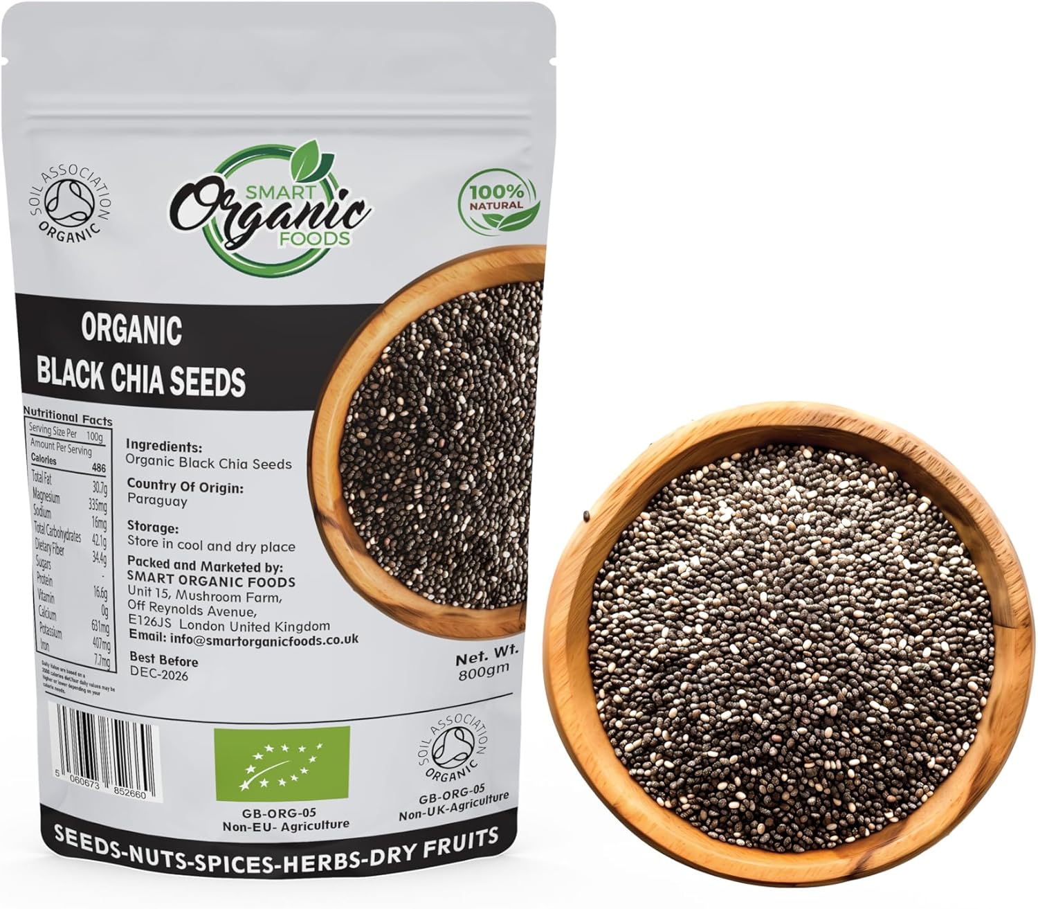 Organic Chia Seeds (800G/ 28.22Oz) | High in Omega-3 | Source of Fiber and Protien | Perfect for Weight Loss and Vegan Keto Diets | Gluten Free and Non-GMO | 100% Plant Based